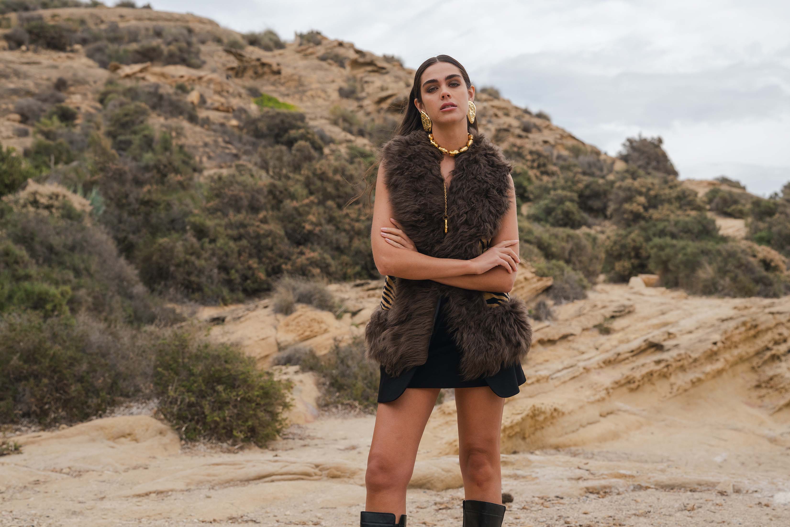 ZELLA GILET ZEBRA CAMEL