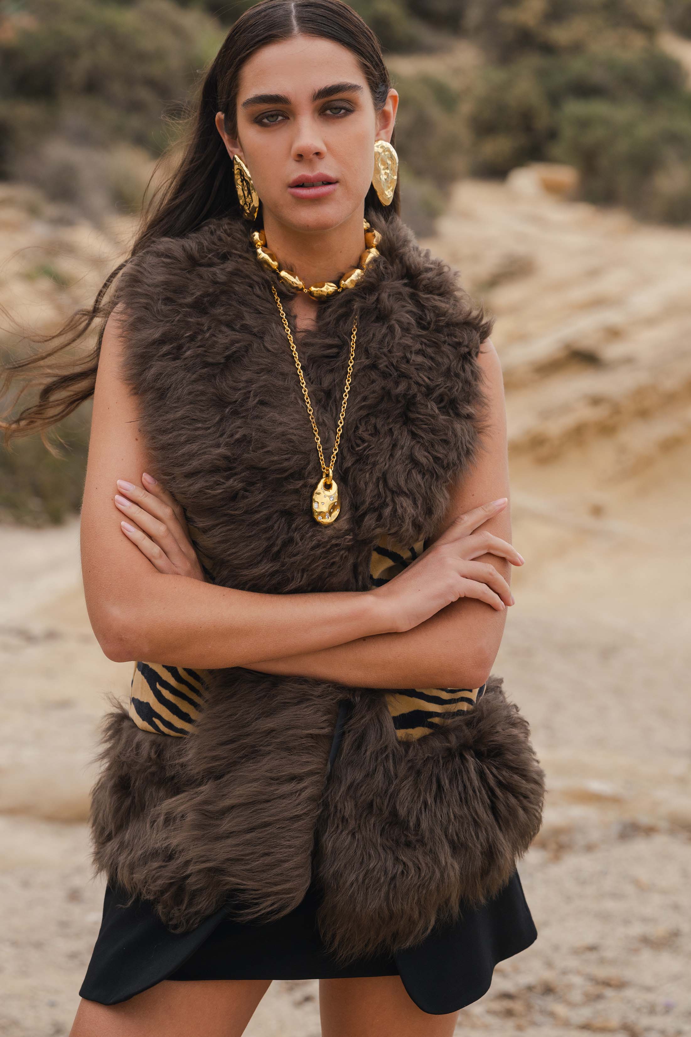 ZELLA GILET ZEBRA CAMEL