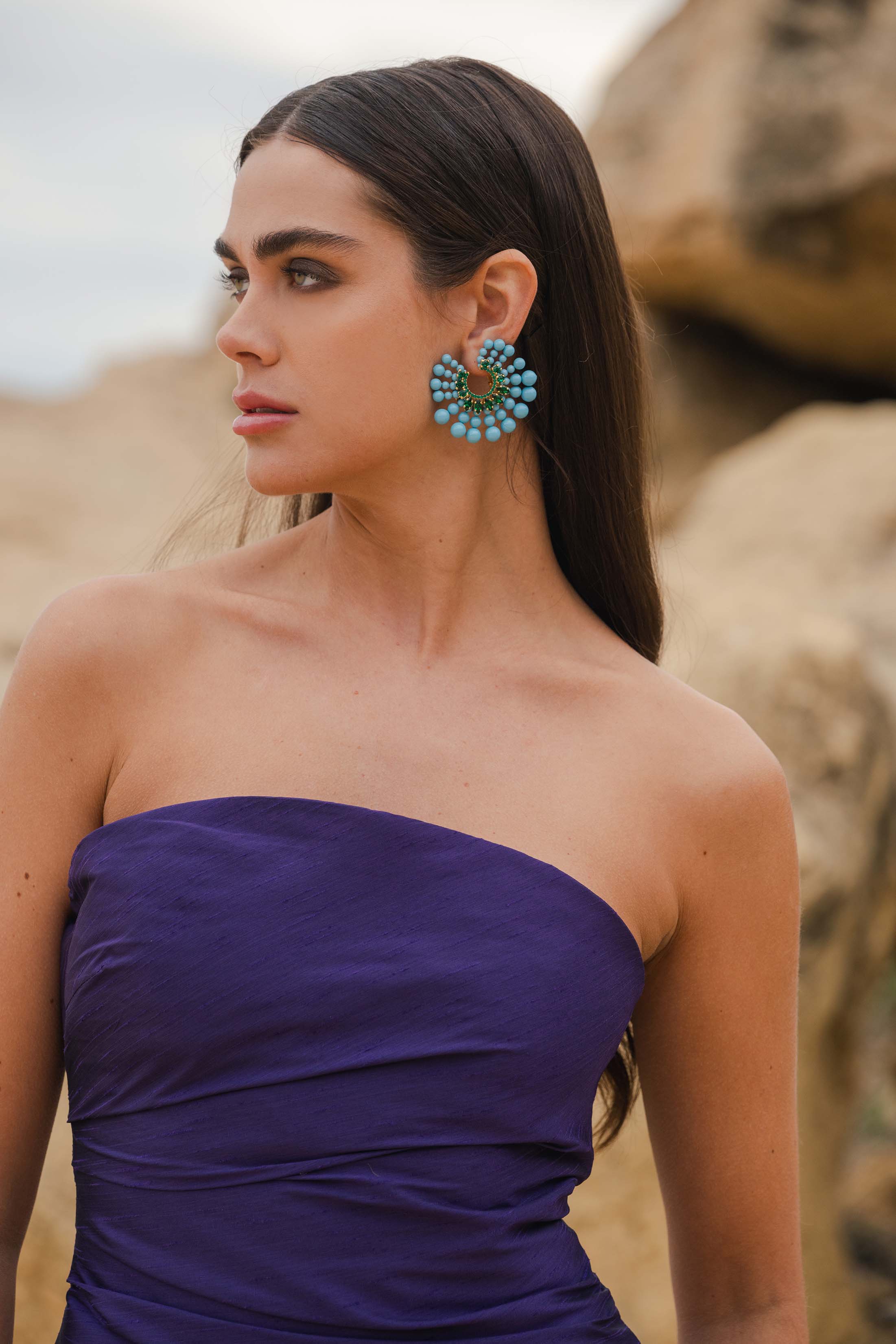 purple dress turquoise jewelry Purple Turquoise 925 Sterling Silver Dangle Earrings