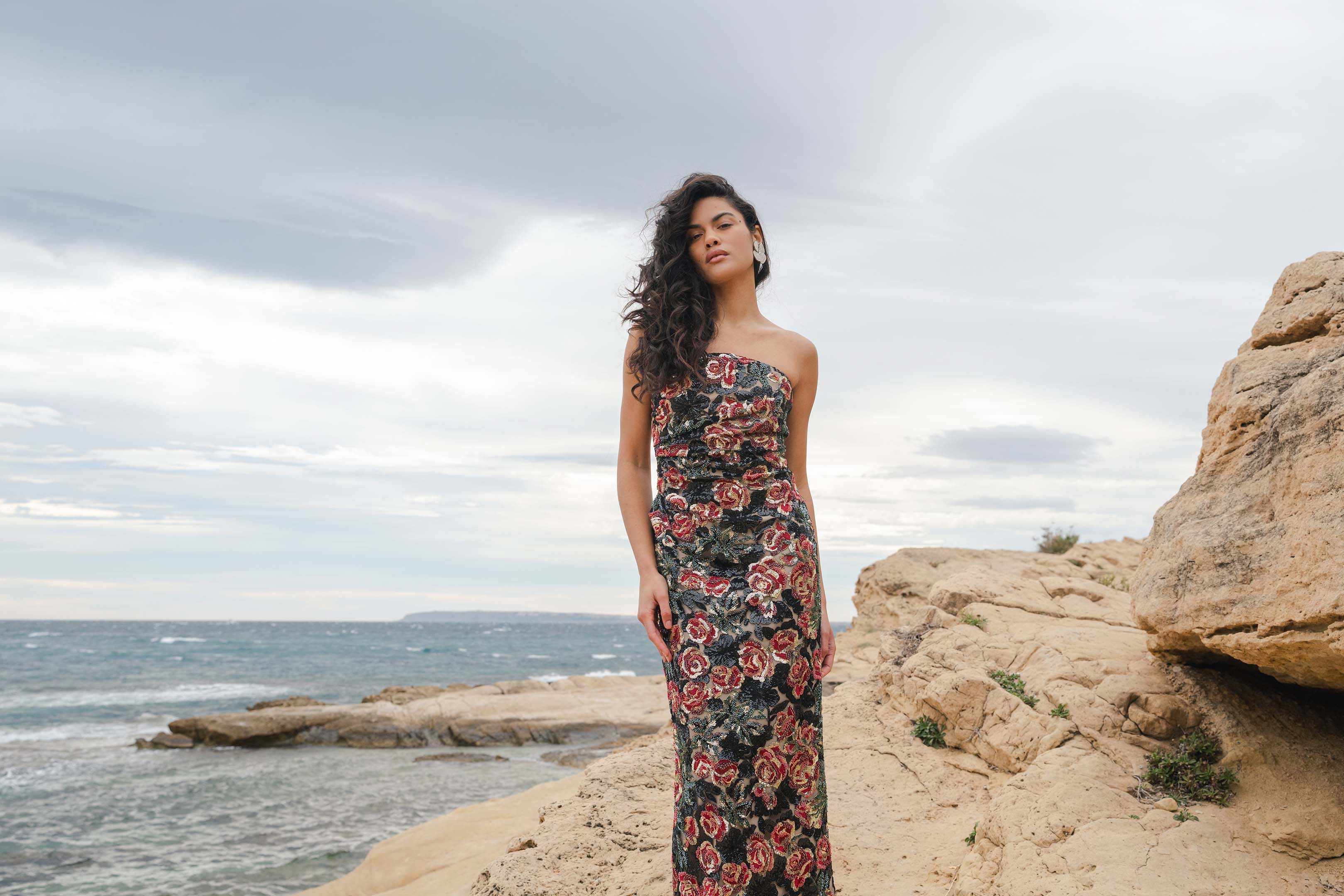 VIREL DRESS PAILLETTES FLEURI