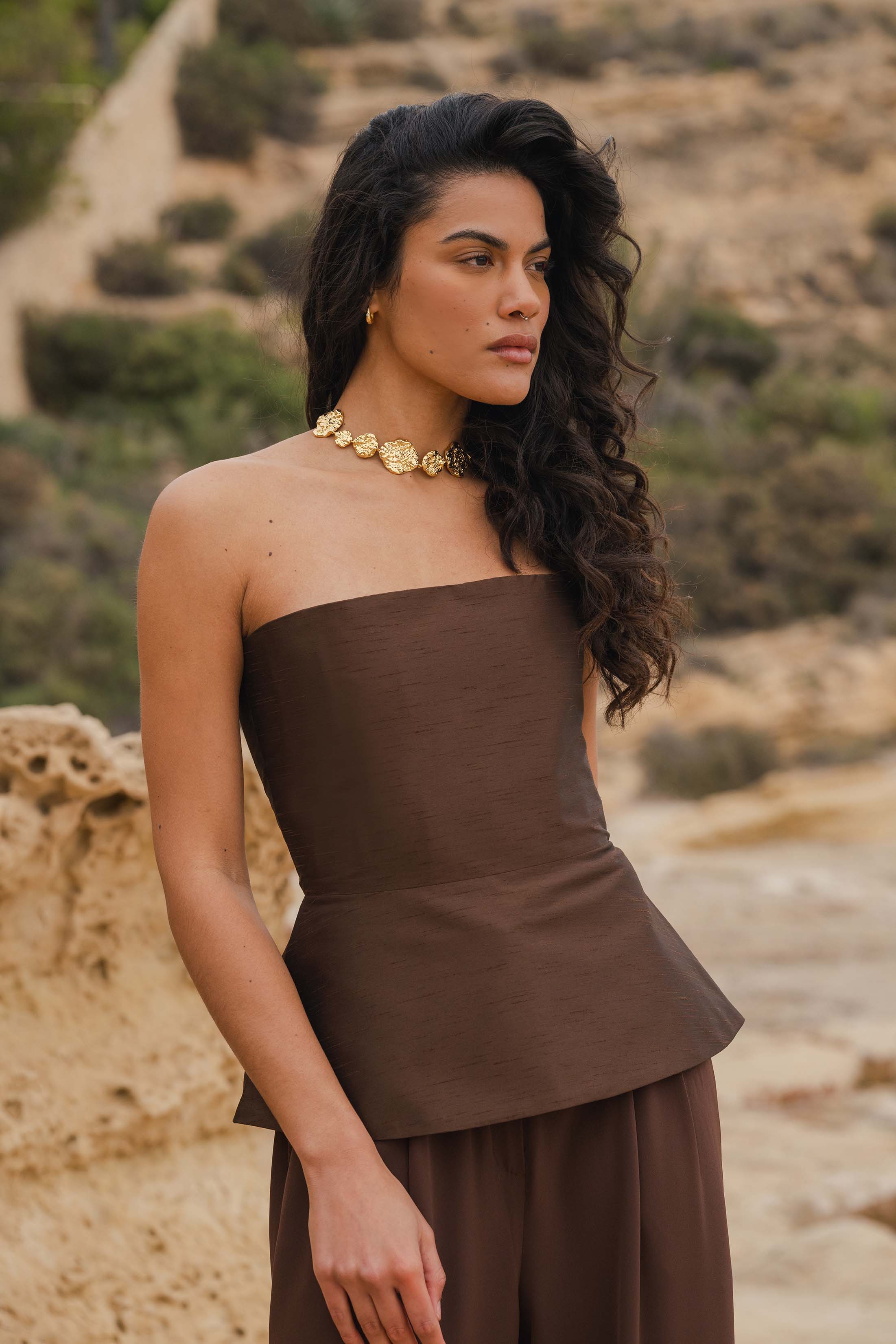 VEYA CORSET TAFFETA BROWN