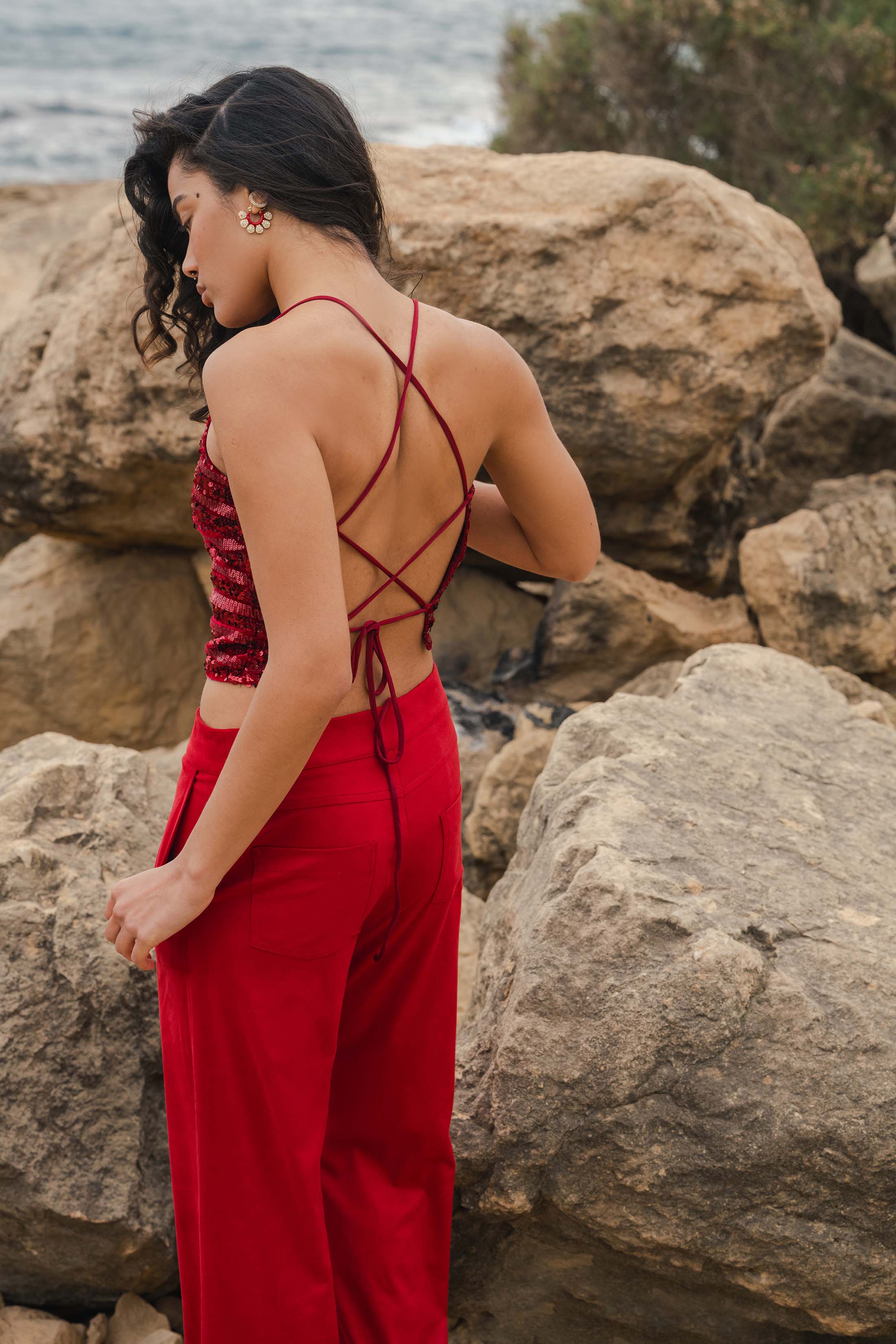 LIONA PANTS SUEDE RED