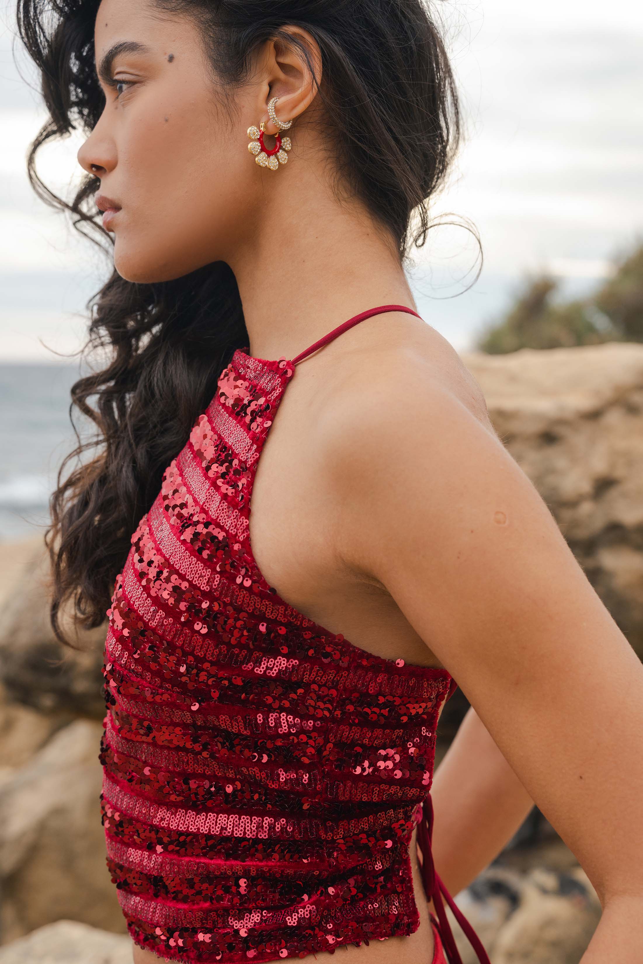 SOLEA TOP PAILLETTE RED