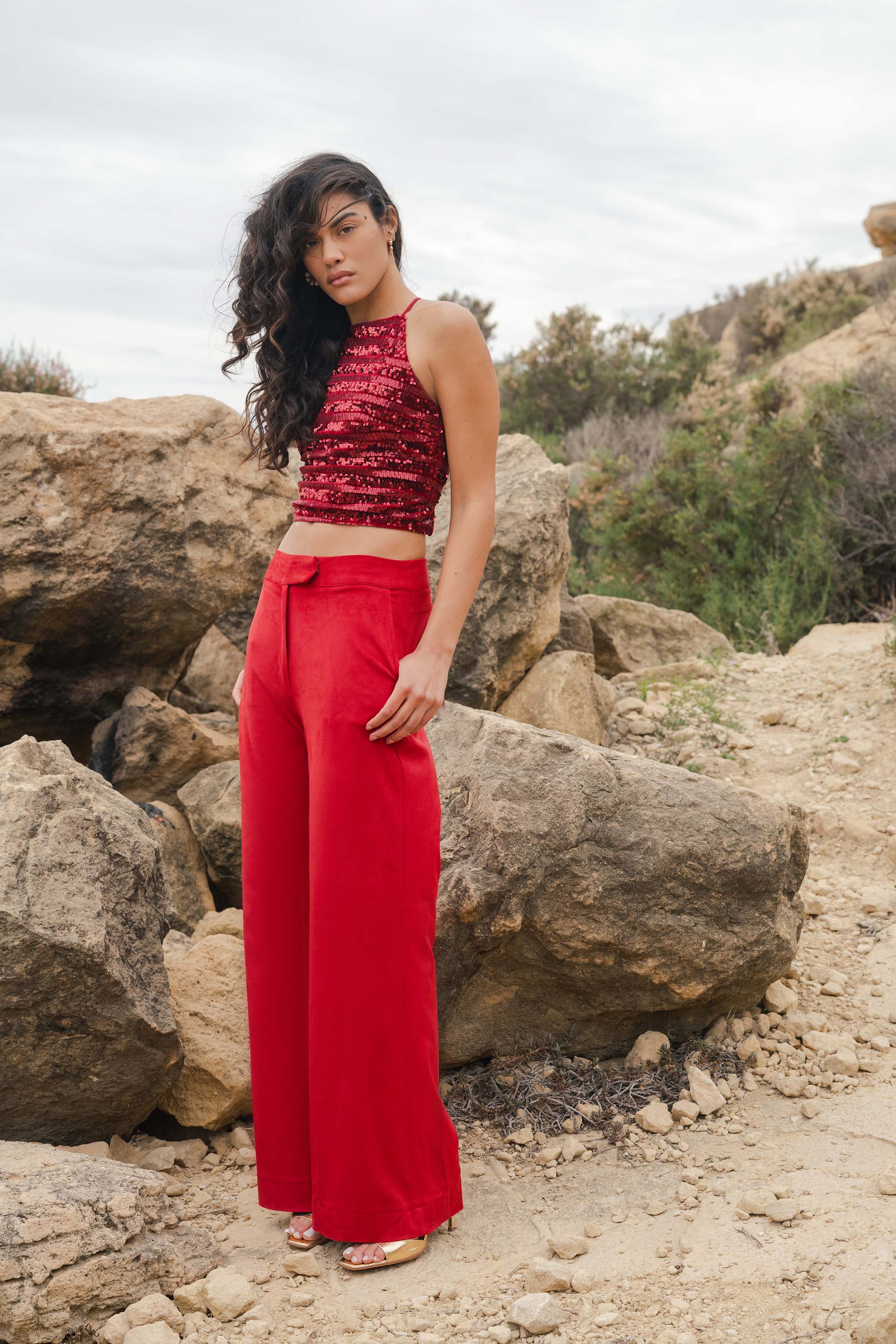 LIONA PANTS SUEDE RED