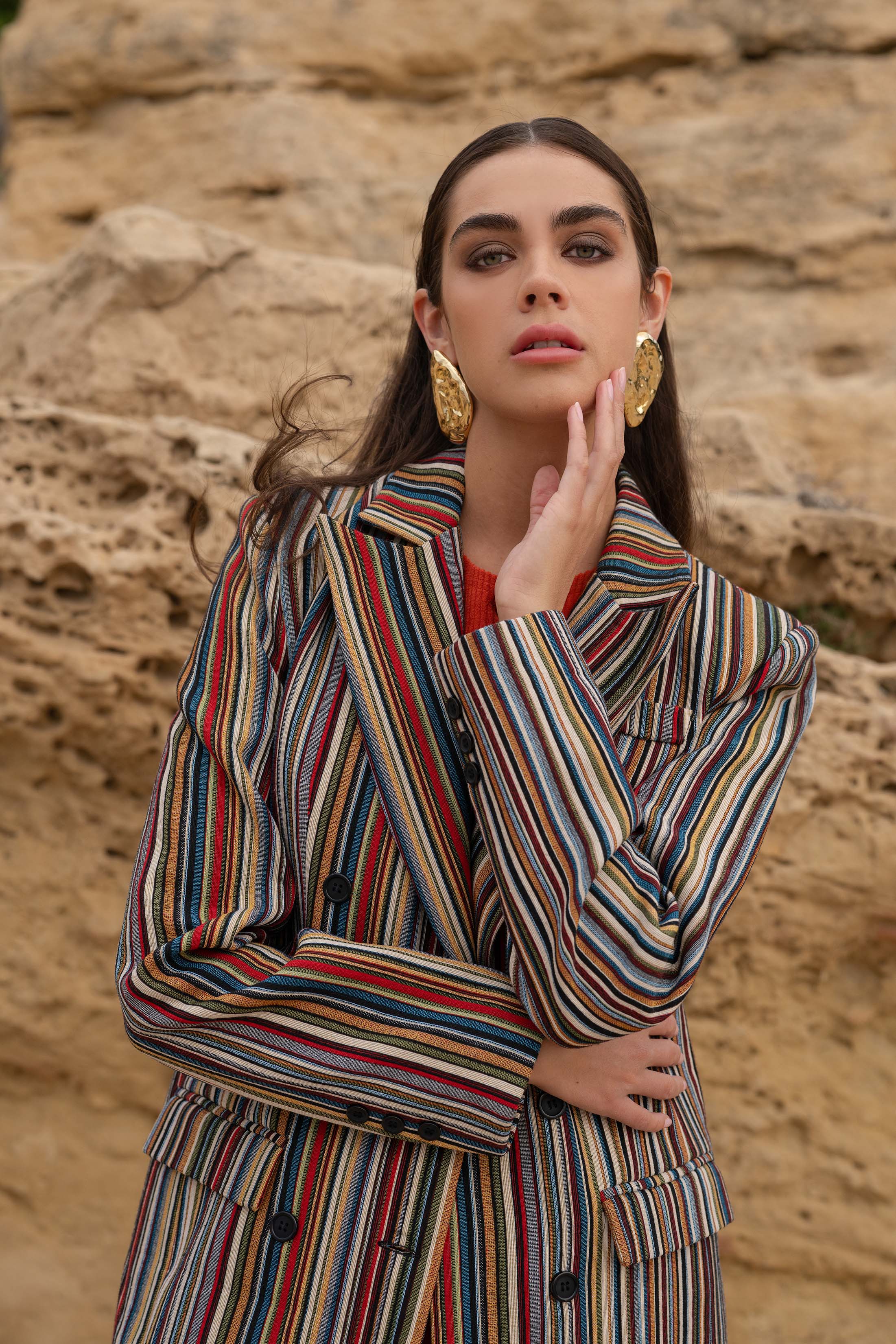 ZIMRAN COAT STRIPED MULTICOLOR