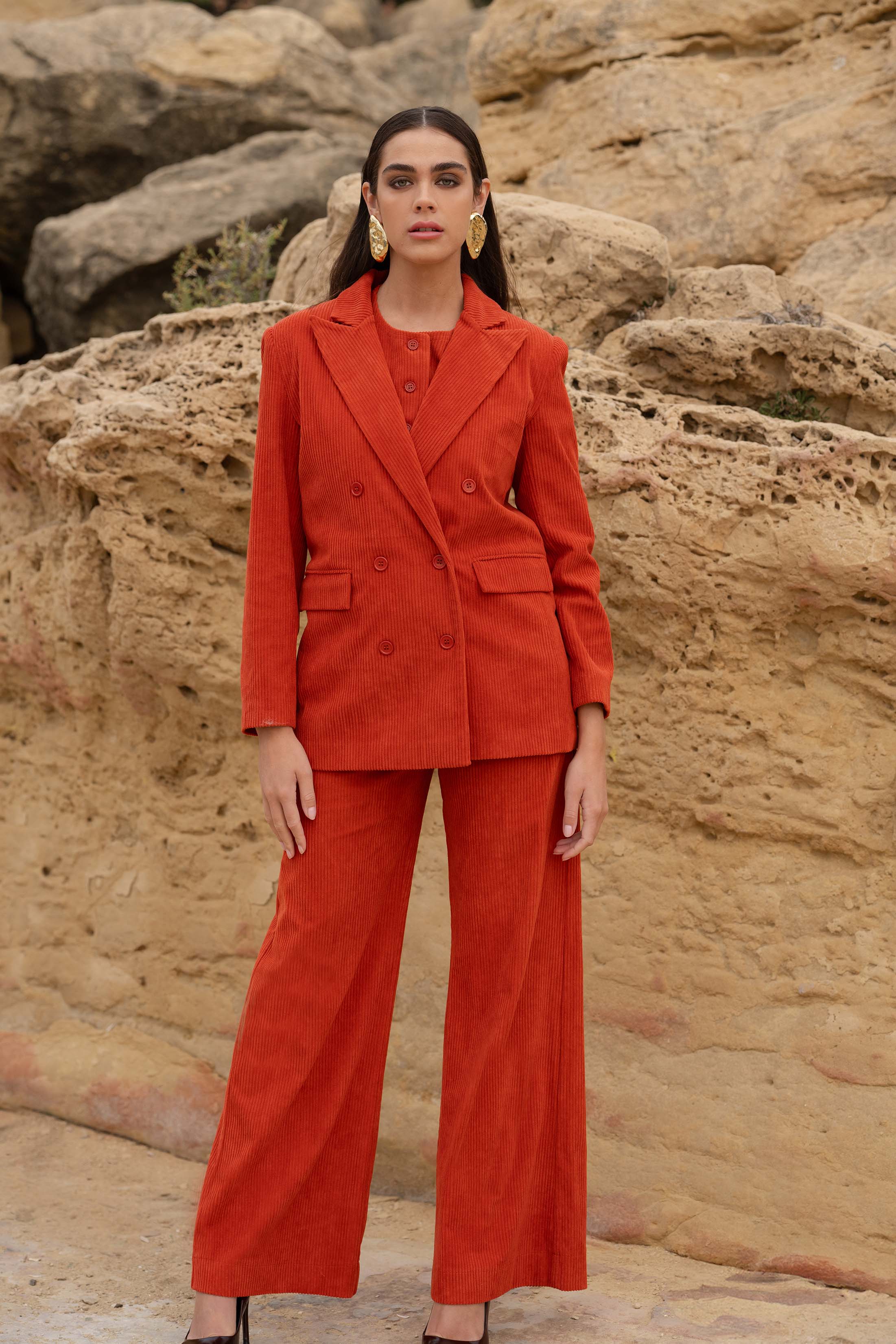 LIONA PANTS CORDUROY BRIQUE