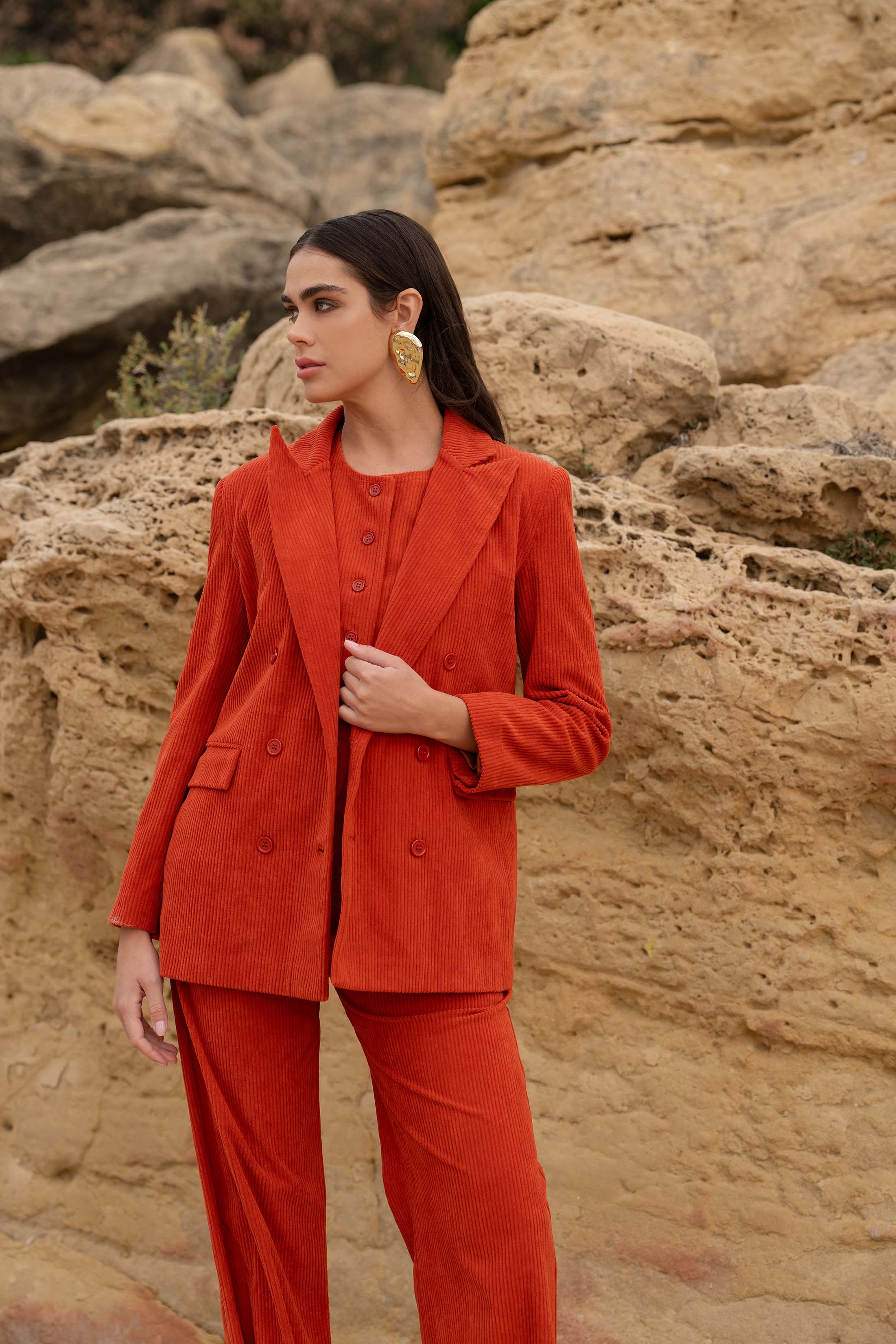 LYRA BLAZER CORDUROY BRIQUE