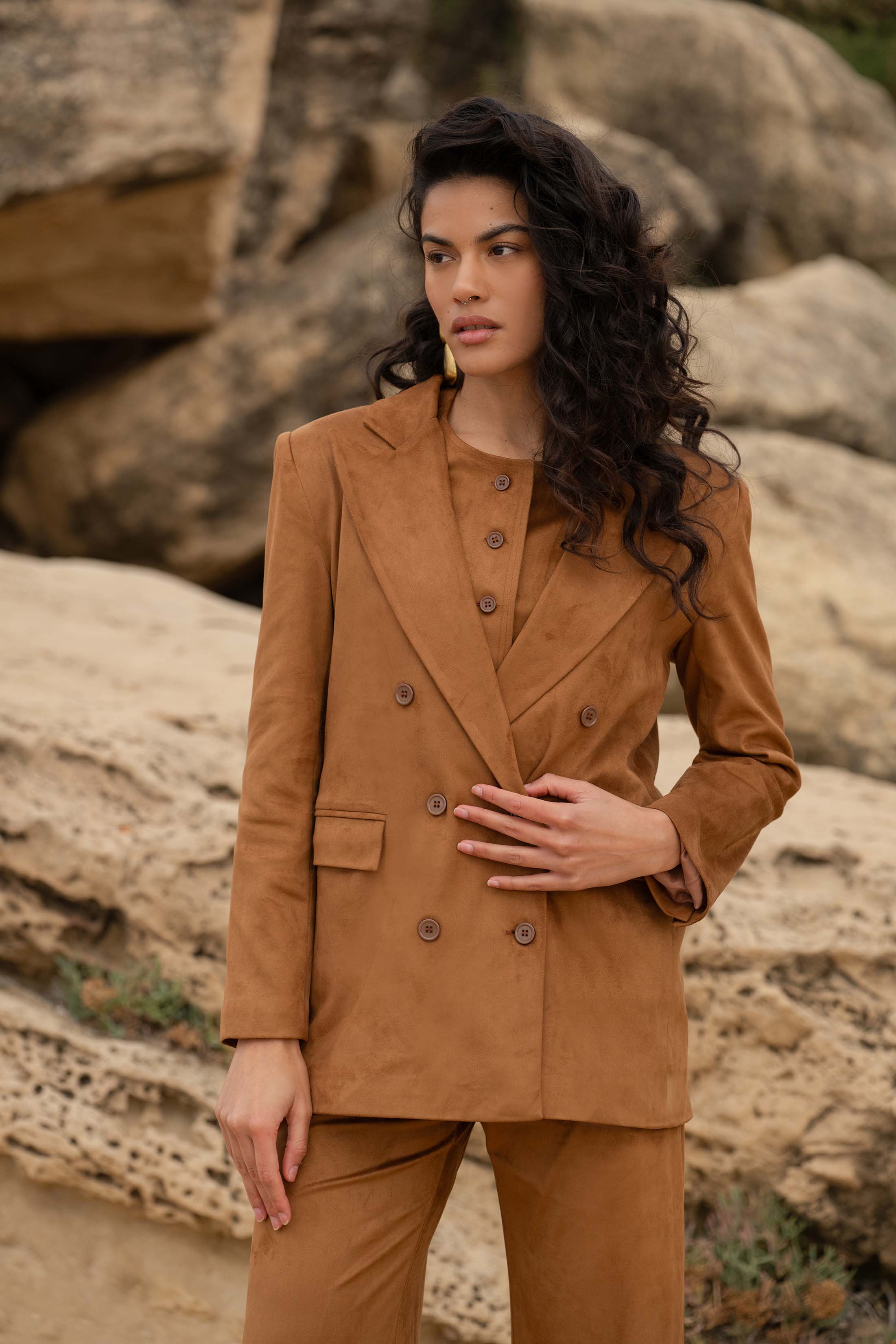 LYRA BLAZER SUEDE CAMEL