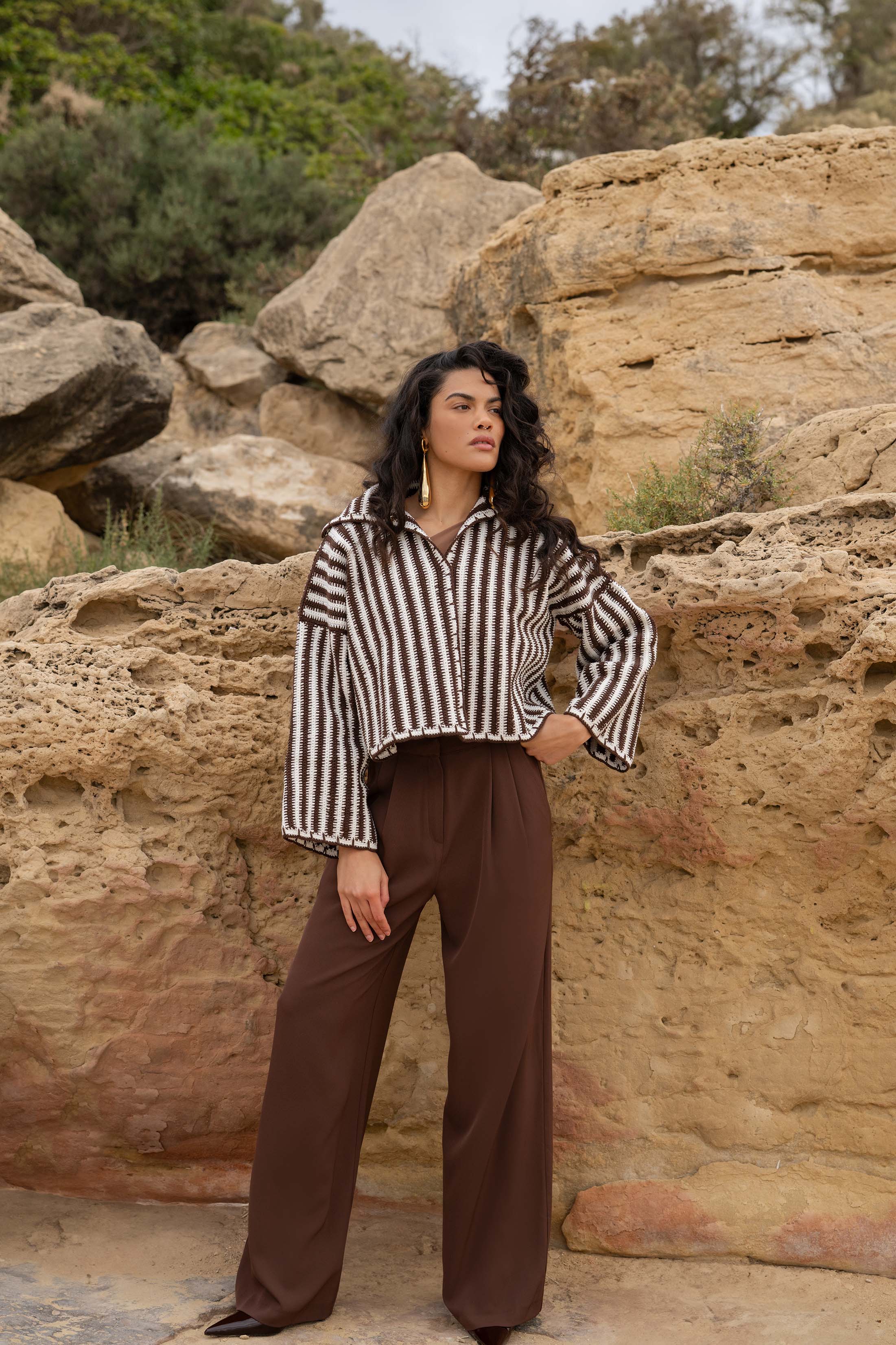 DARIA JACKET BROWN/WHITE OS