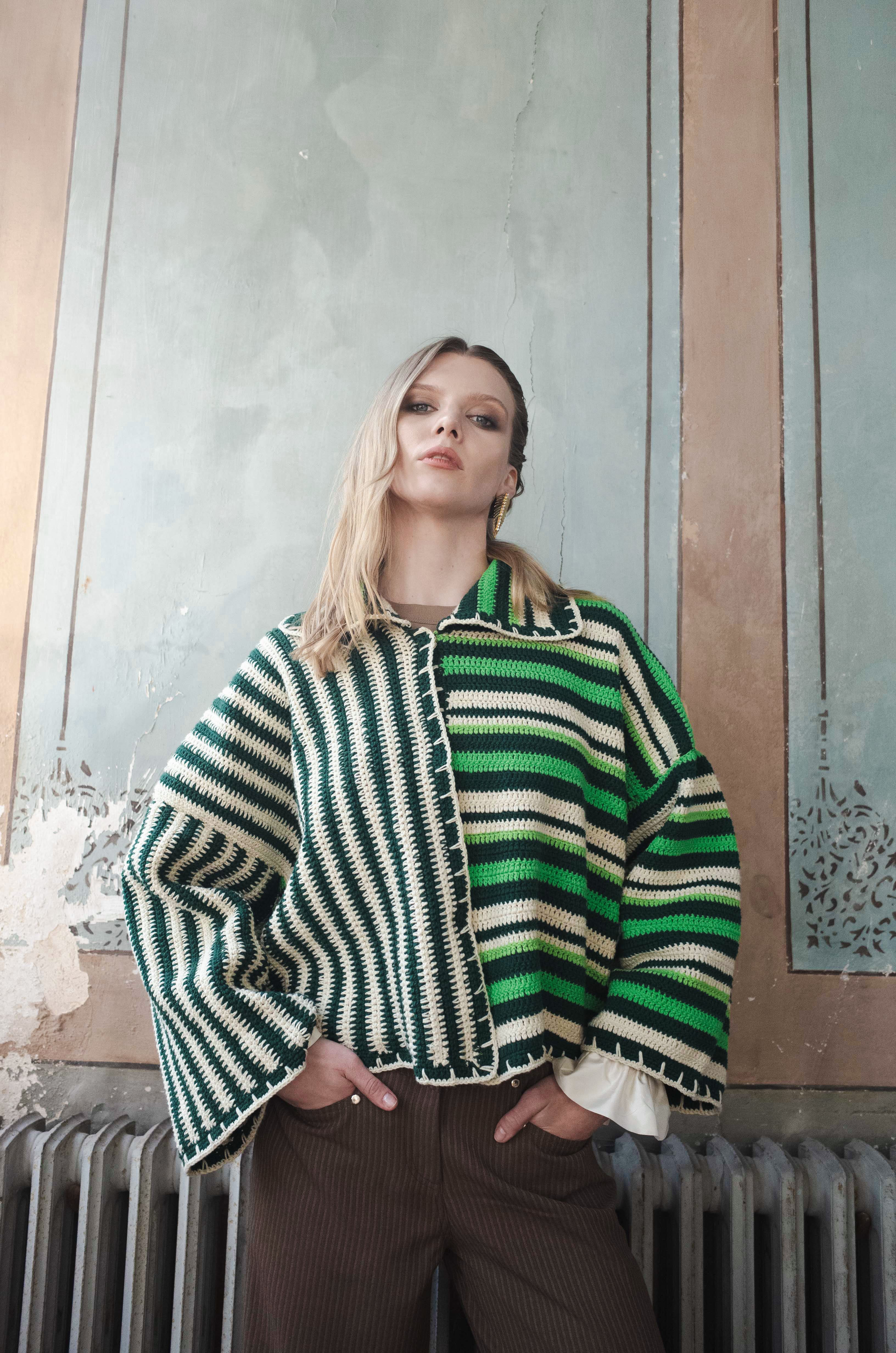 DARIA JACKET DUAL-STRIPED GREEN OS