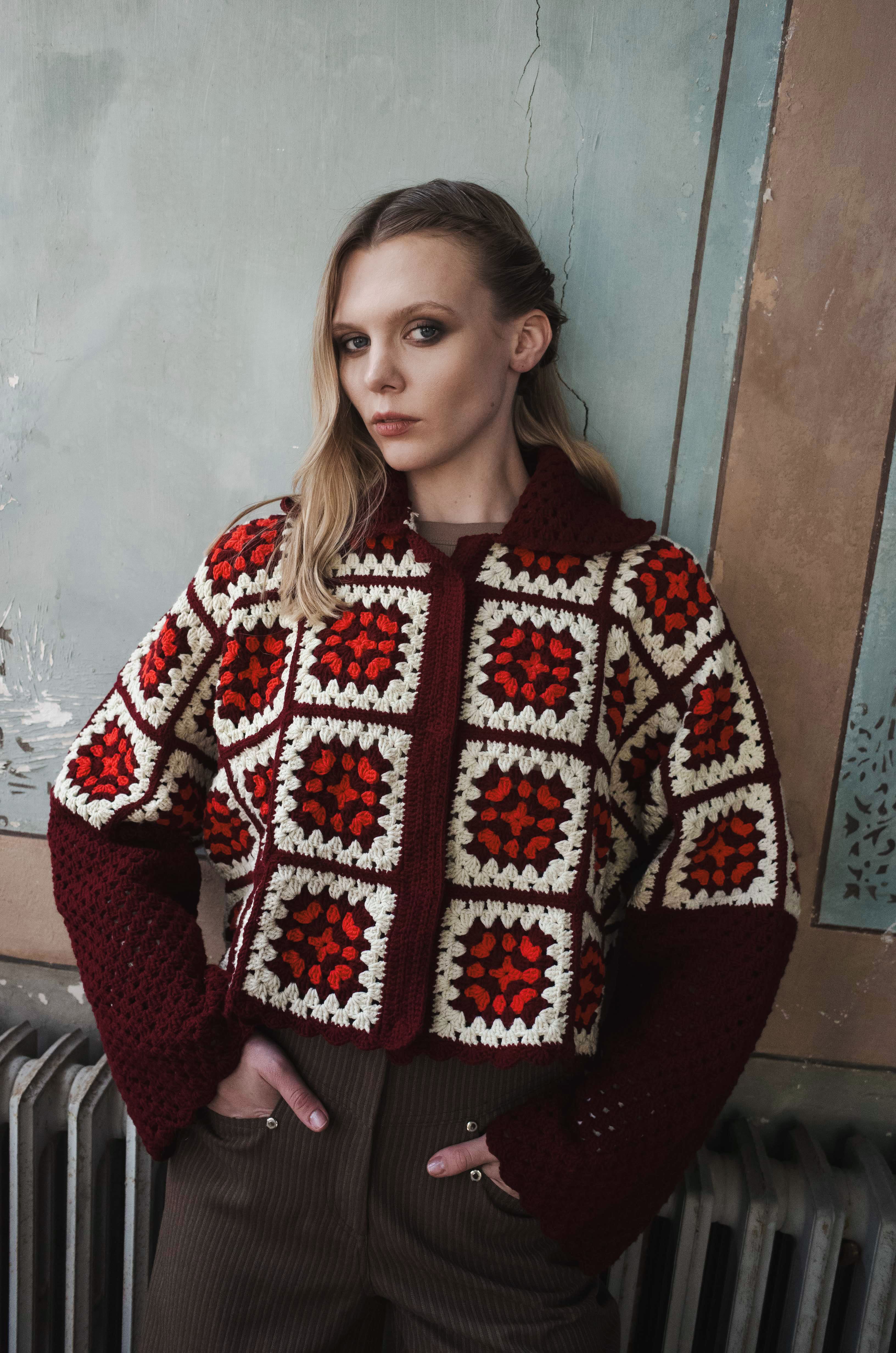 ANYA JACKET BURGUNDY WITH RED OS