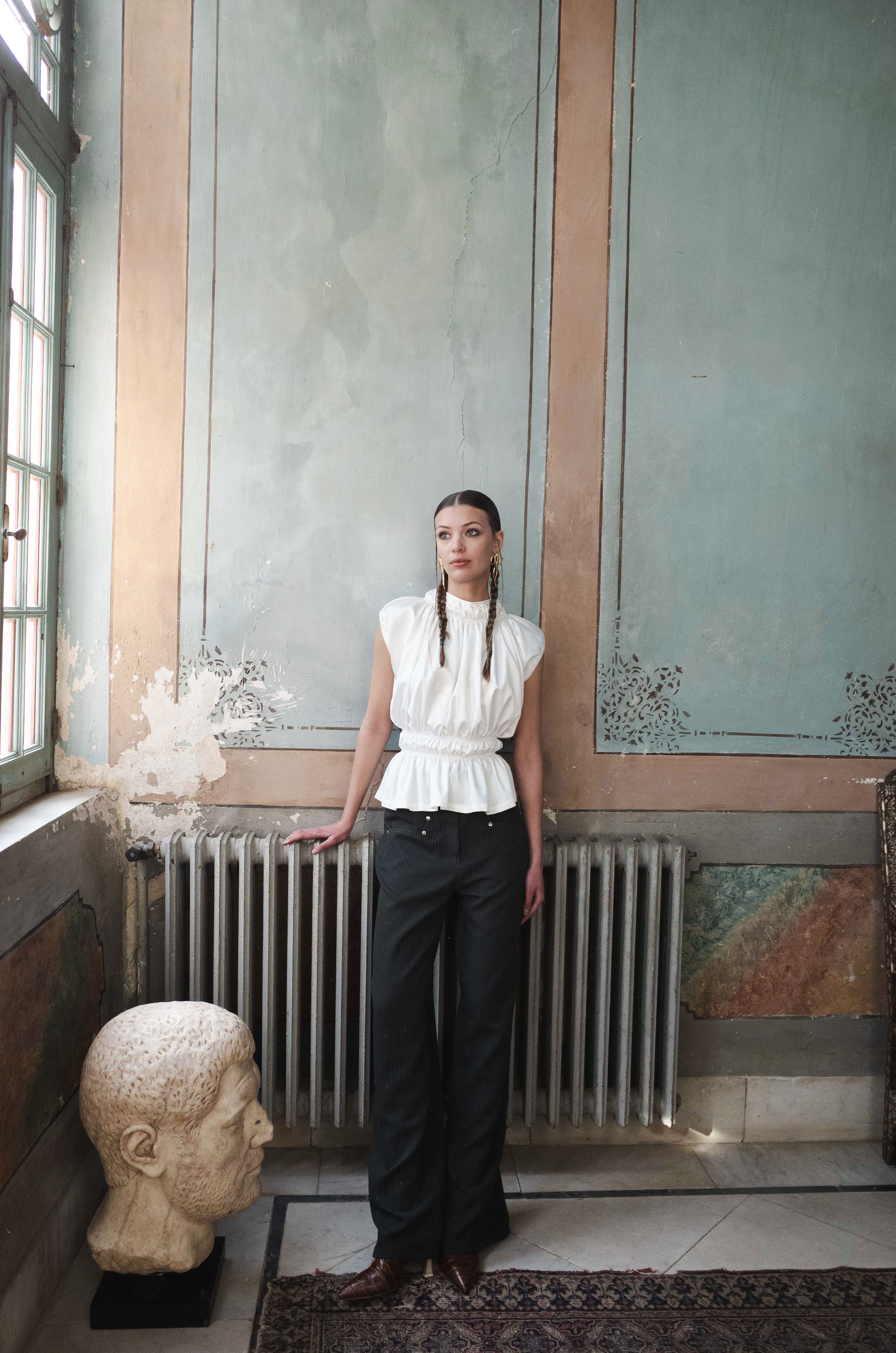 ALEKO PANTS KAKI STRIPED