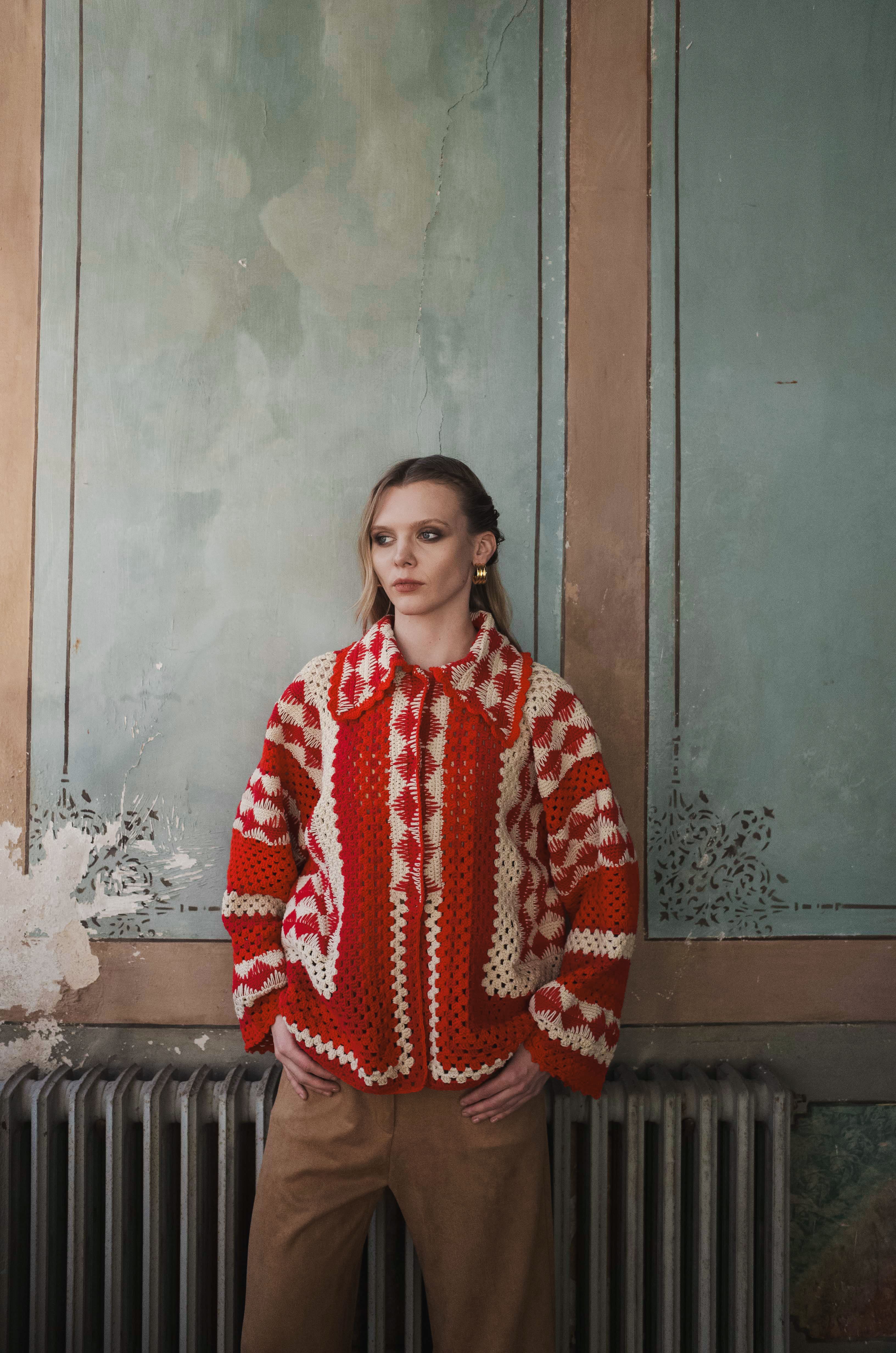 TALULAH JACKET BEIGE/RED OS