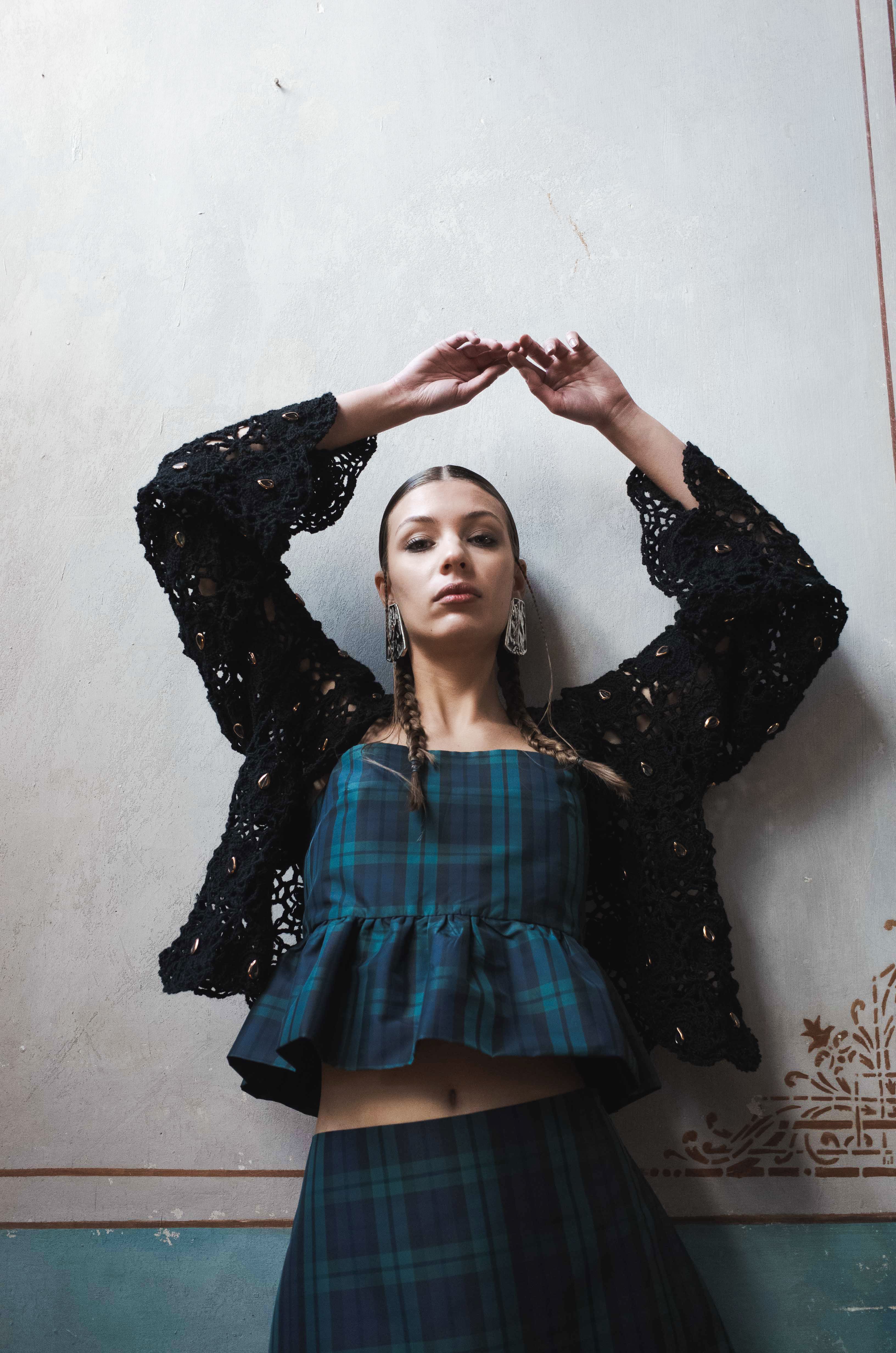 MAYRA KNIT CARDIGAN BLACK WITH CRYSTALS OS