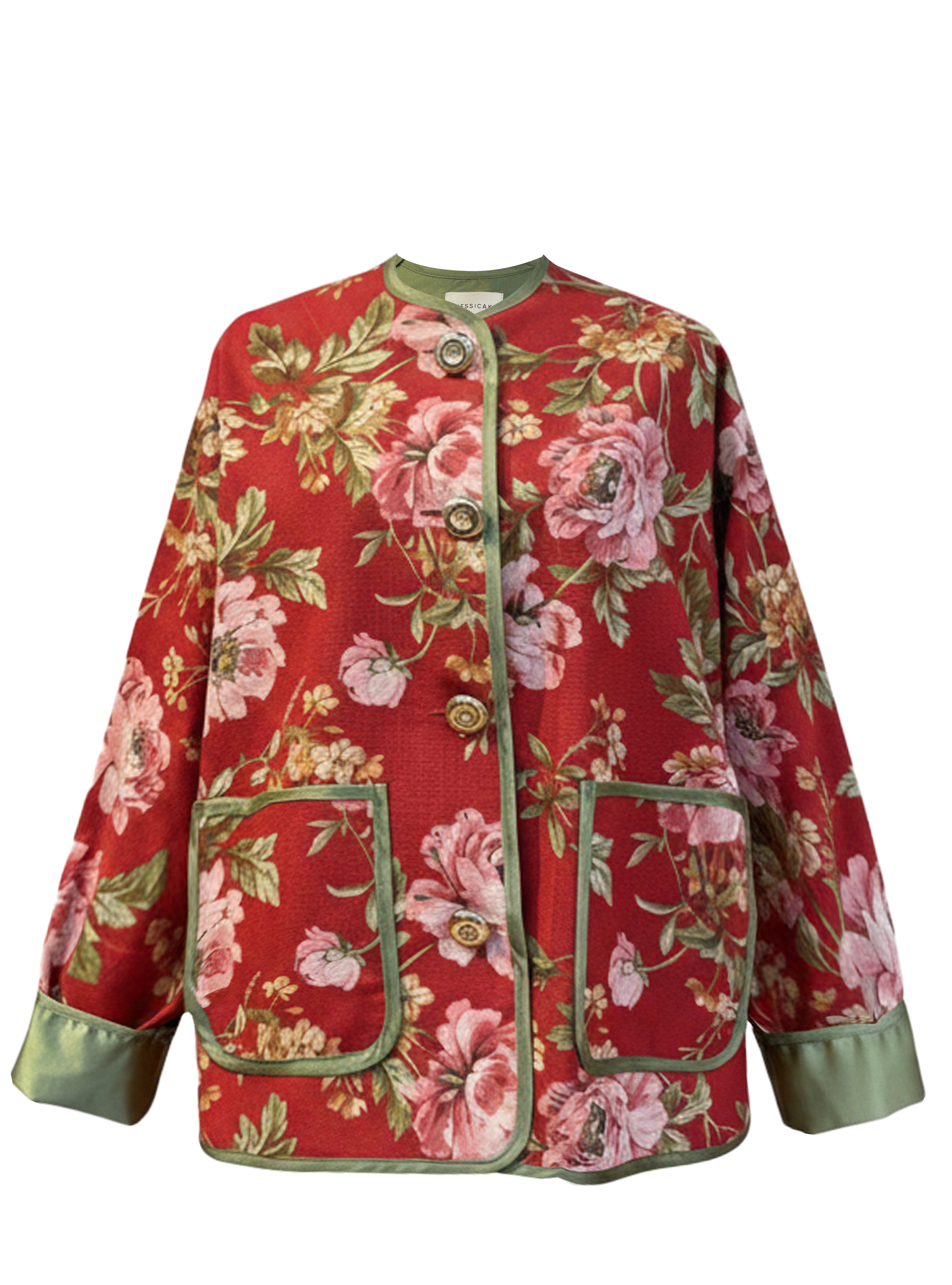 ROMAN JACKET LIN ROUGE FLEURI