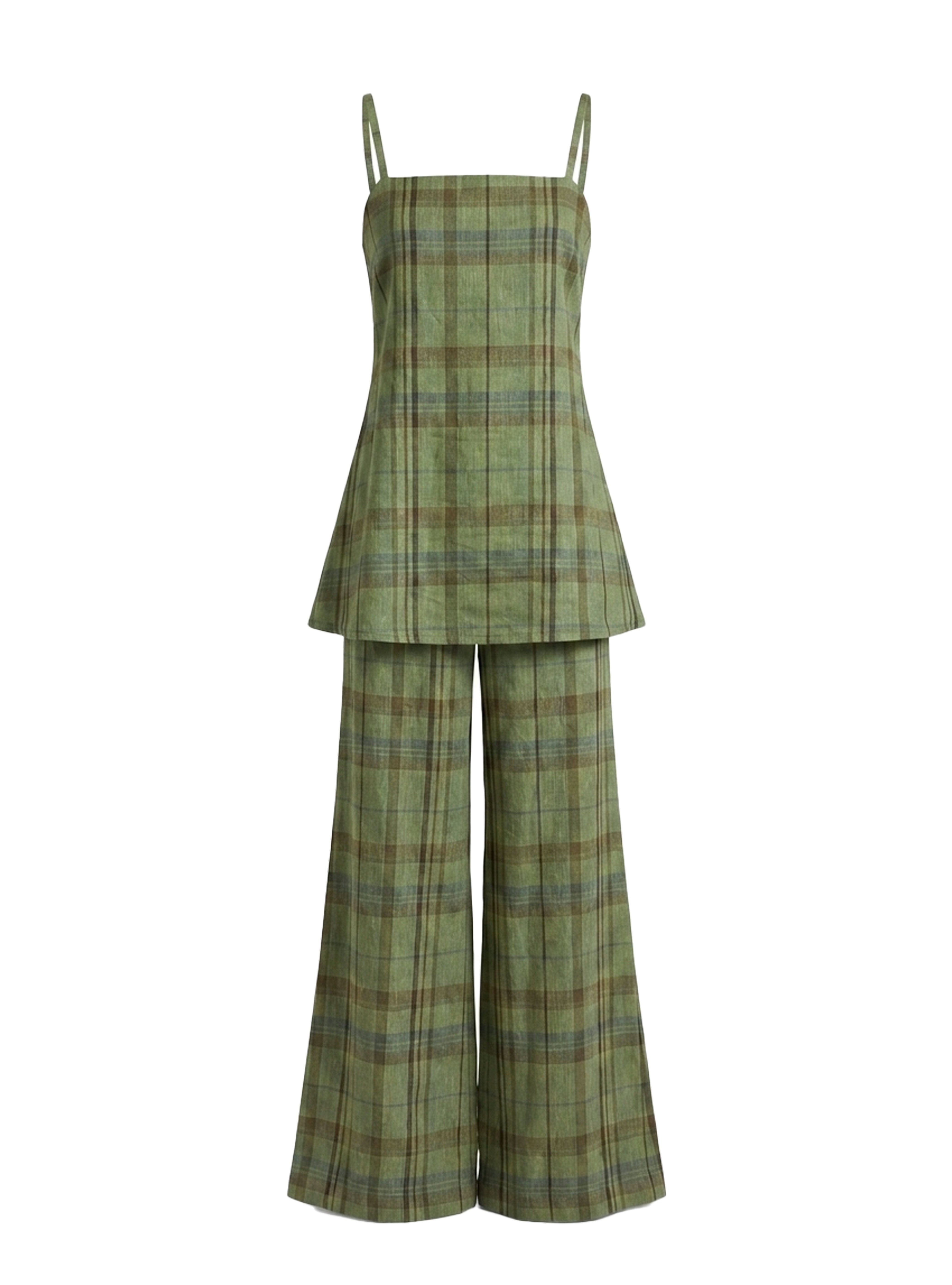 SELENE SET LIN CARREAUX OLIVE
