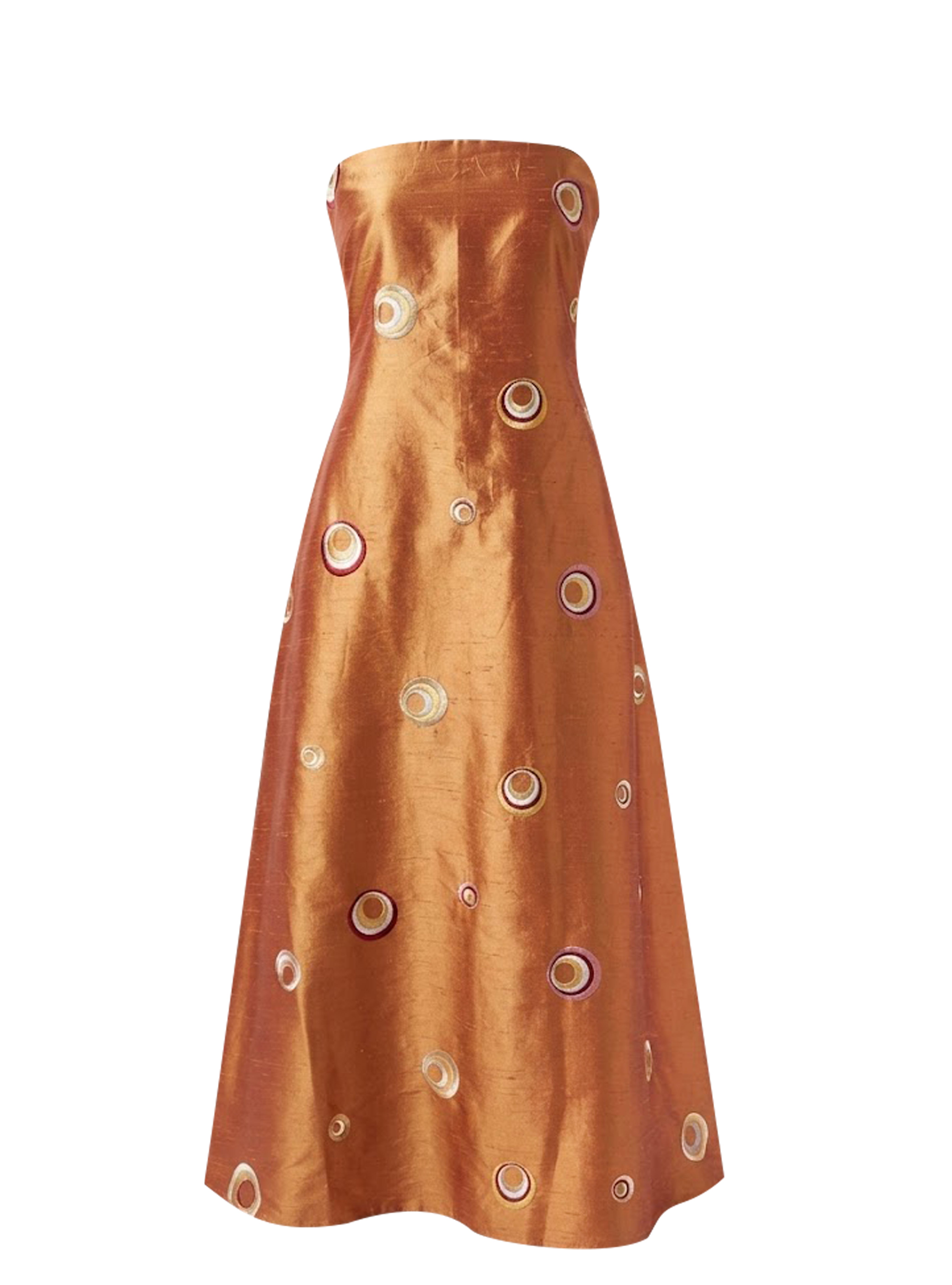 SOLA DRESS TAFFETA PEACH EMBROIDERED