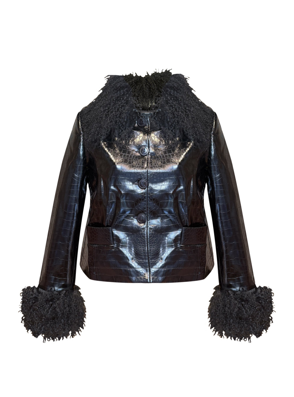 THESS JACKET CROCO BLACK