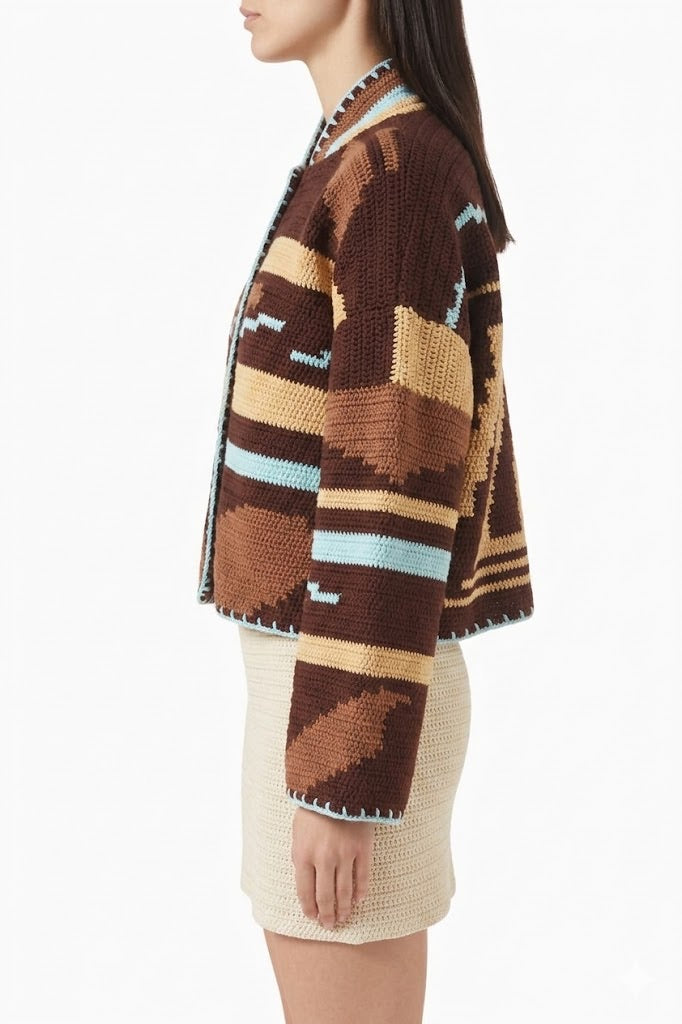 KIONA JACKET BROWN/AQUA OS