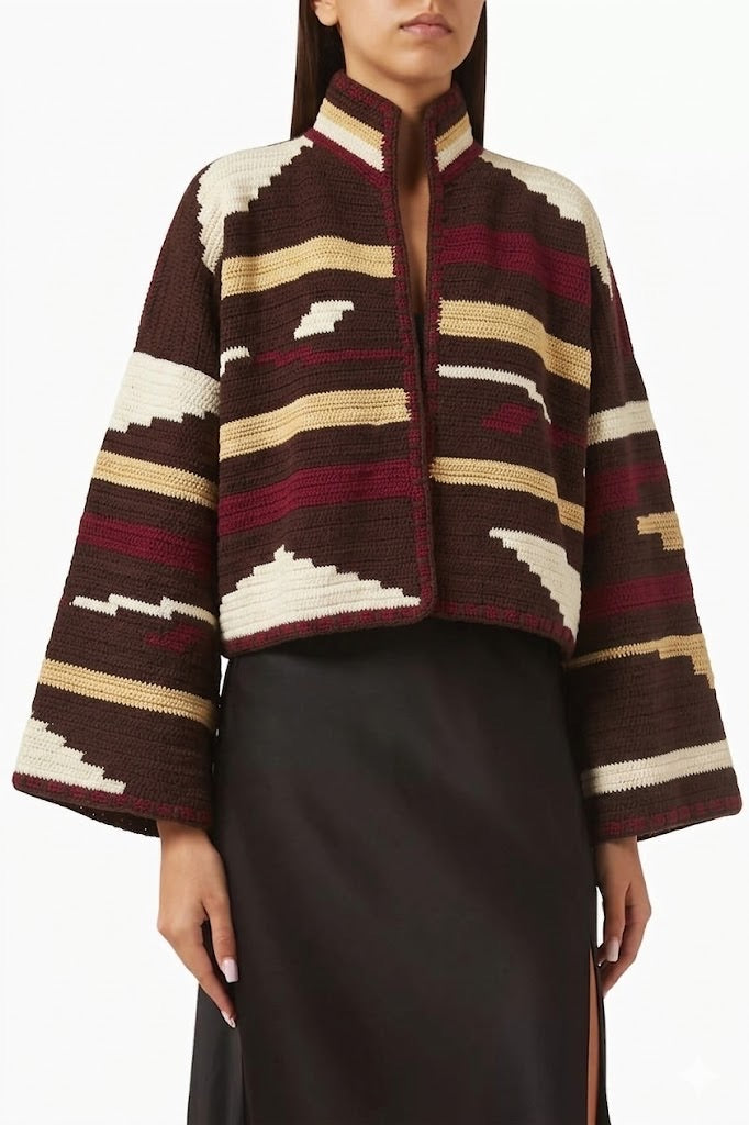 KIONA JACKET BROWN/BURGUNDY OS