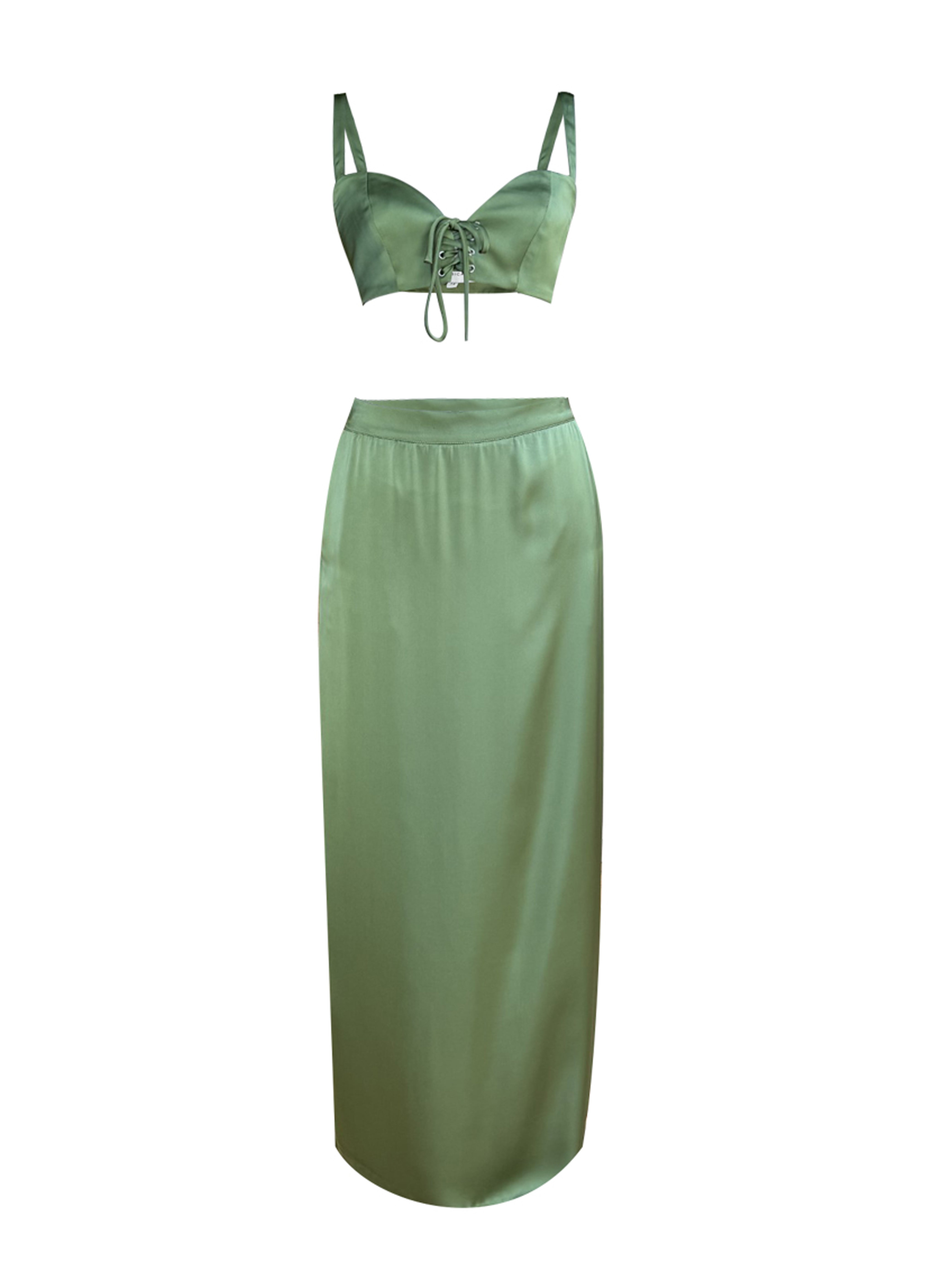 CLARA SET SILK BULGARI OLIVE