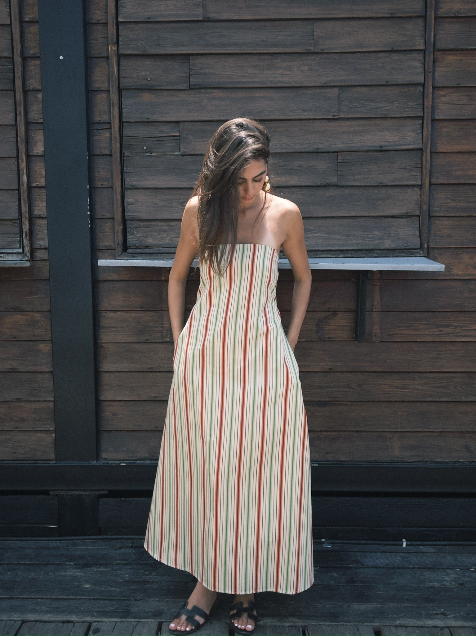 SOLA DRESS POPELINE RAYE TRICOLOR
