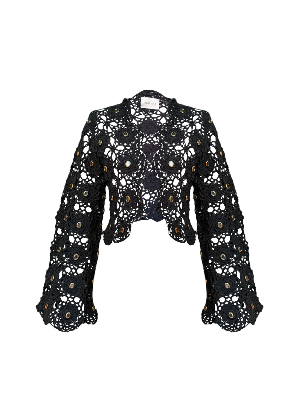 MAYRA KNIT CARDIGAN BLACK WITH CRYSTALS OS