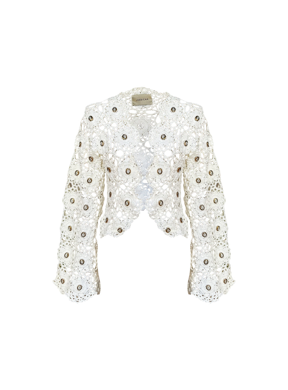 MAYRA KNIT CARDIGAN WHITE WITH CRYSTALS OS