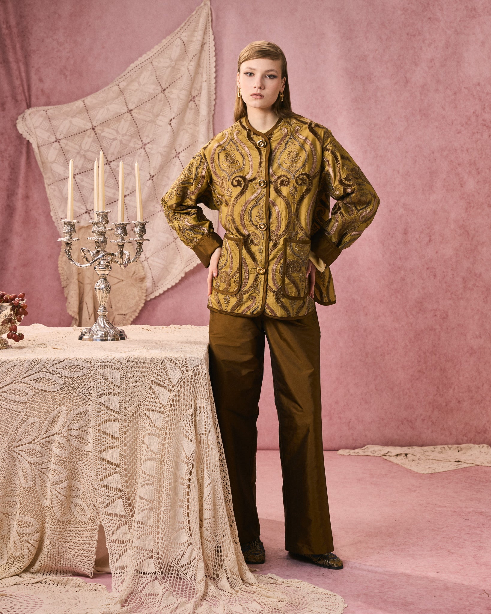 LUNE PANTS TAFFETA DARK BROWN