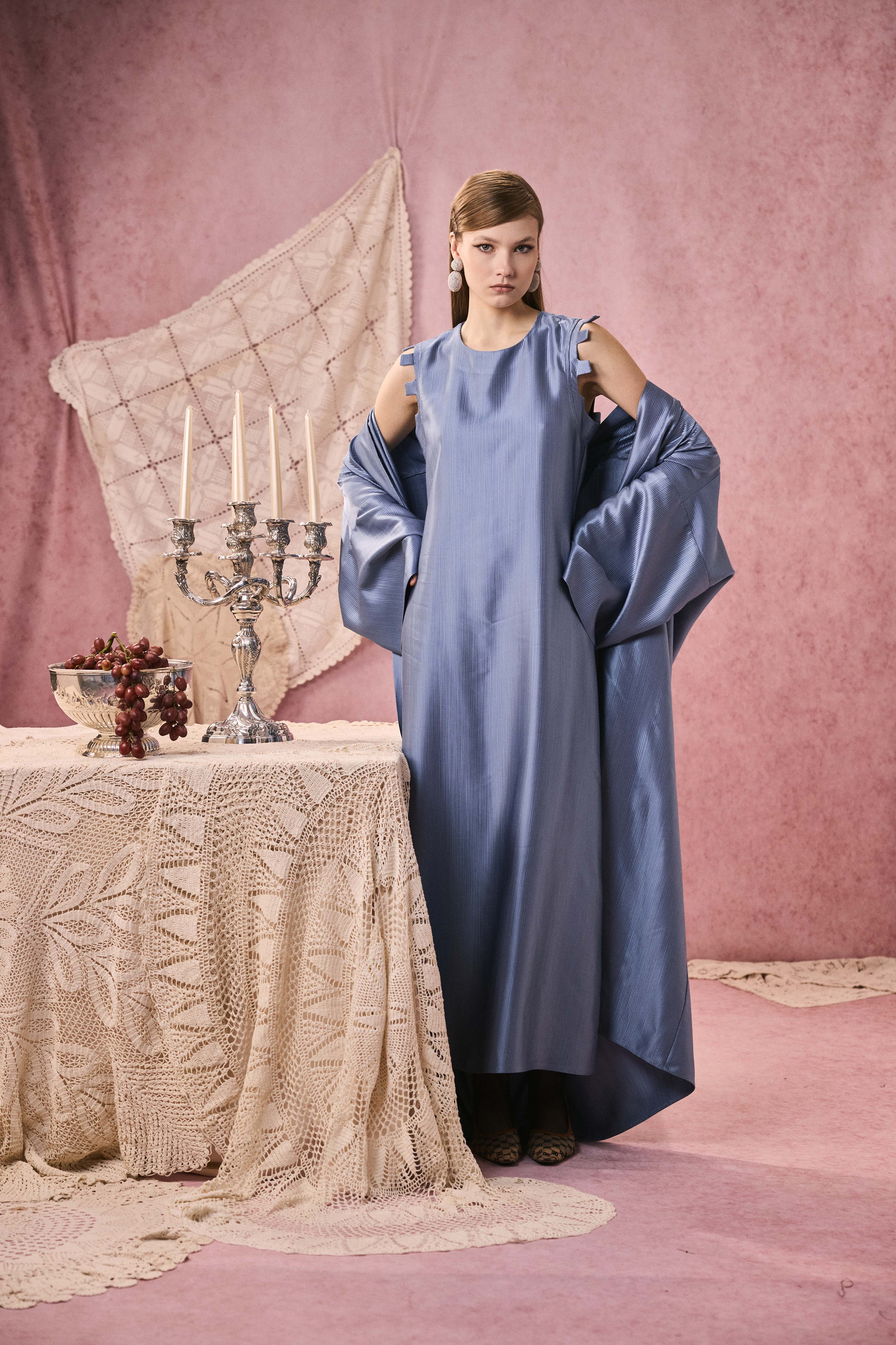 ROMY DRESS SILK STRIPED BLUE