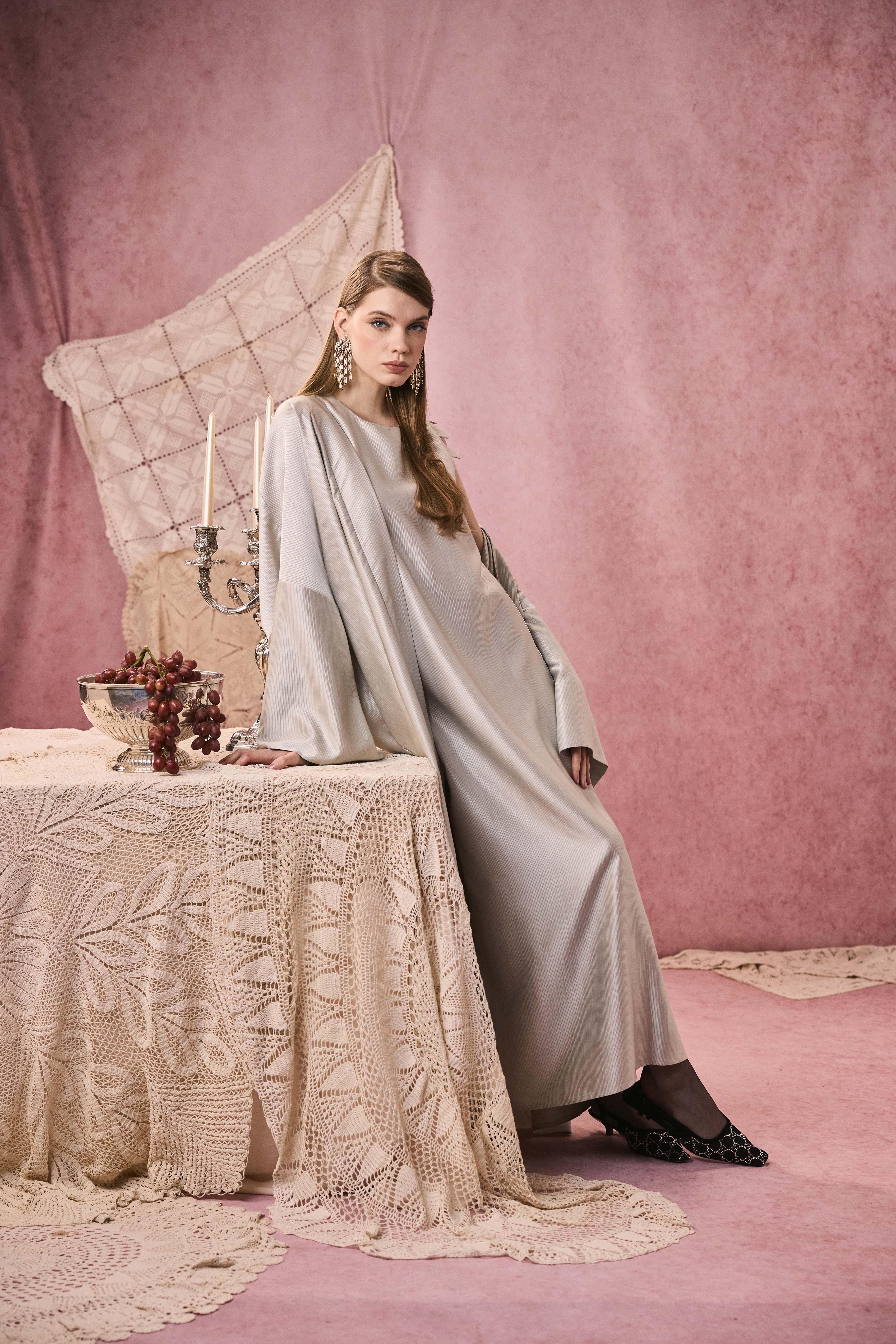 CELESTE SILK STRIPED SILVER