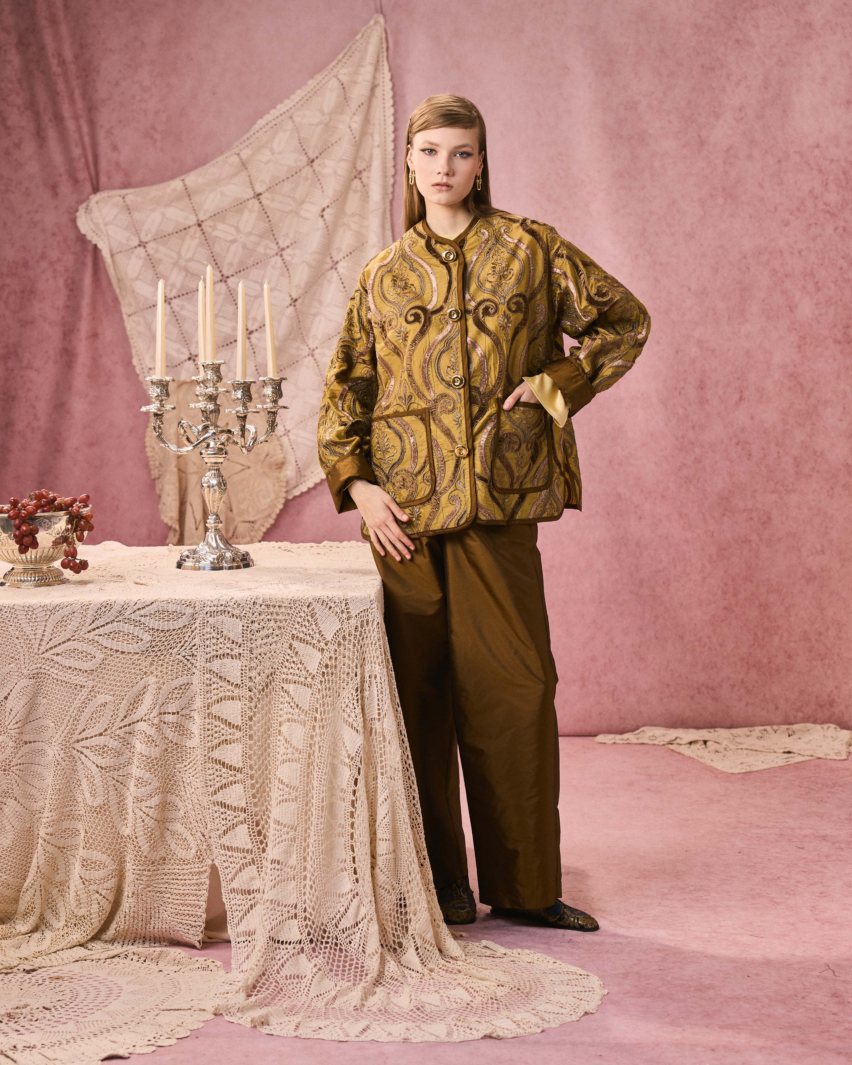 LUNE PANTS TAFFETA DARK BROWN