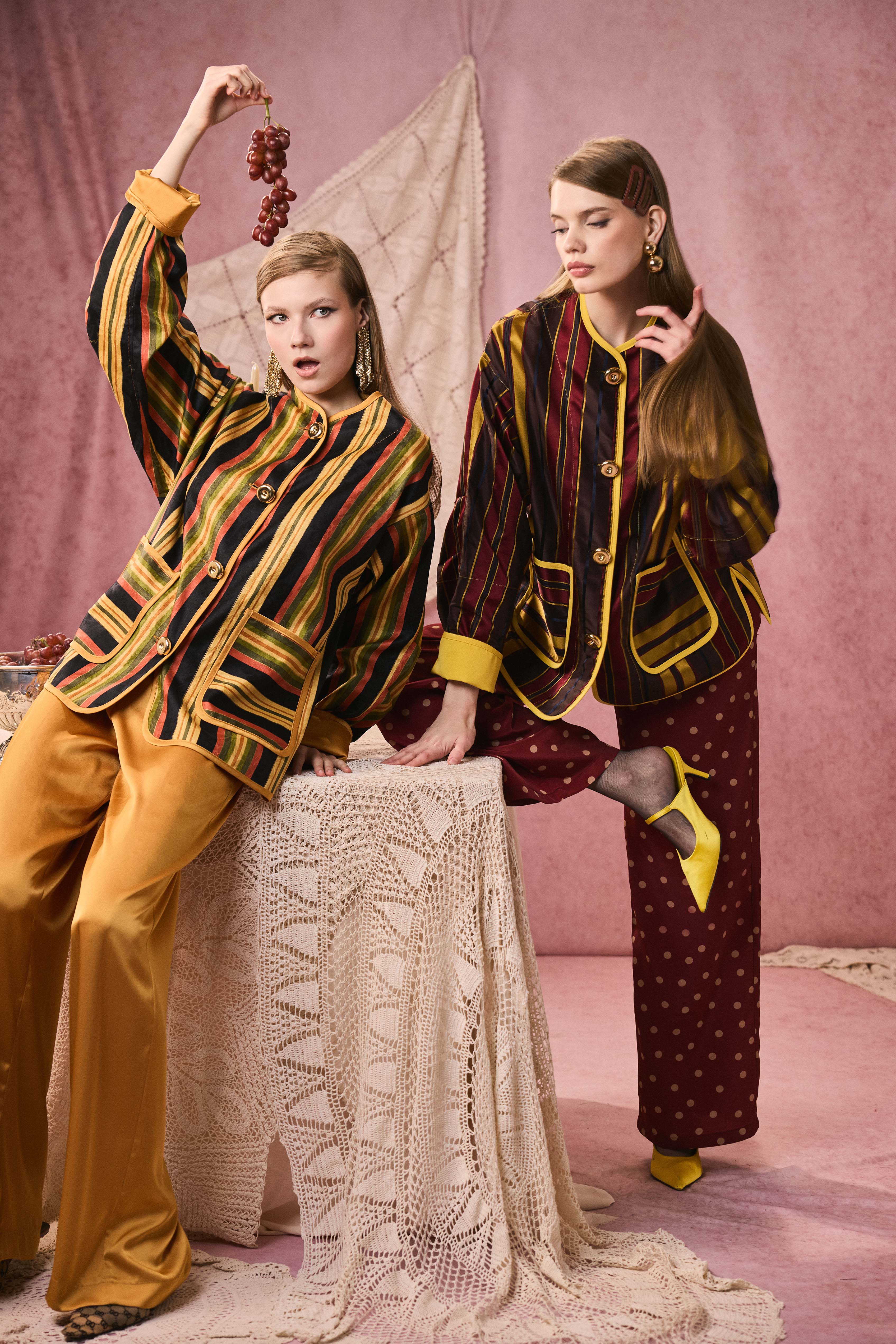 ROMAN JACKET TAFFETA BROWN STRIPED