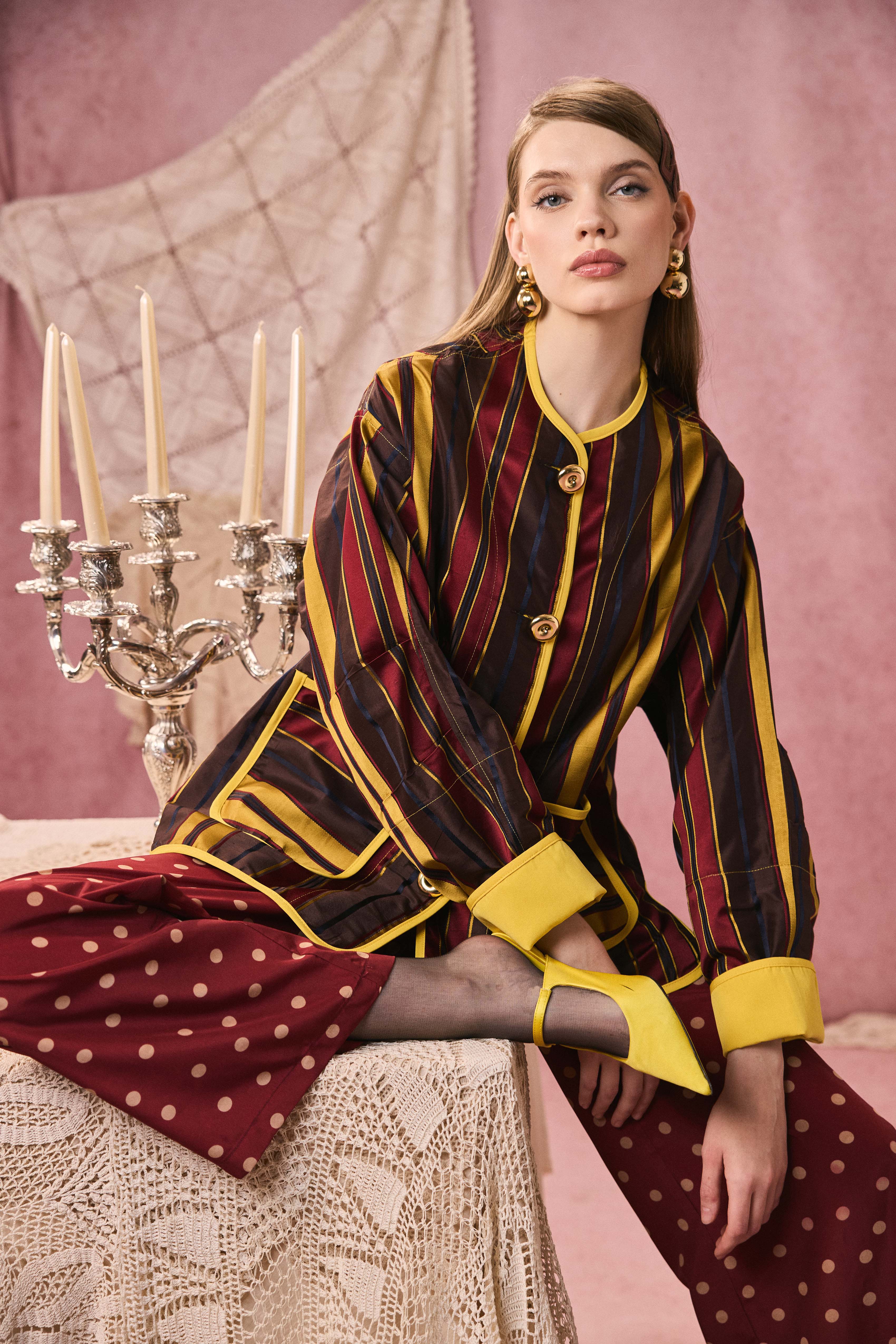 ROMAN JACKET TAFFETA BROWN STRIPED