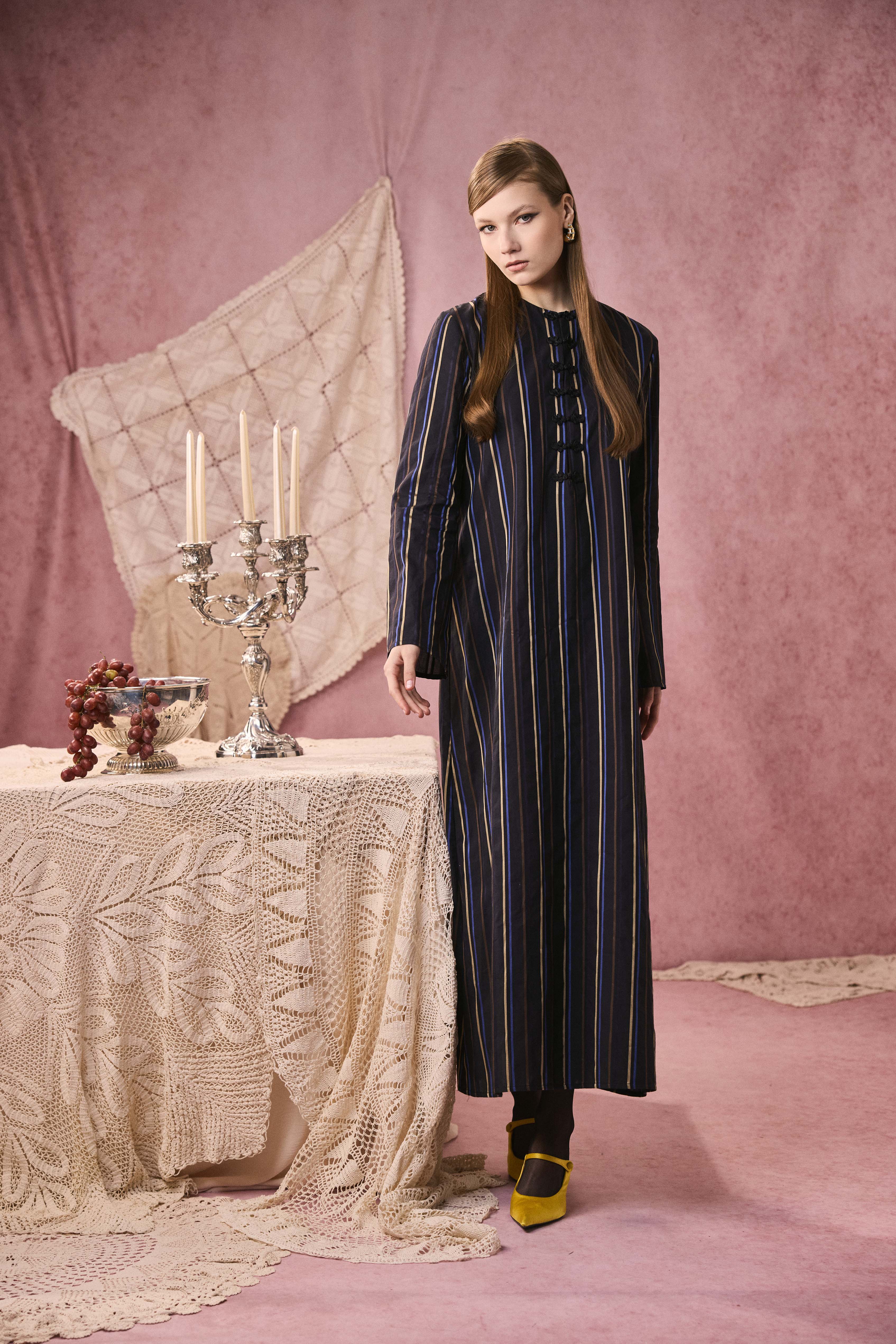 LUEUR DRESS LIN RAYE TRICOLOR