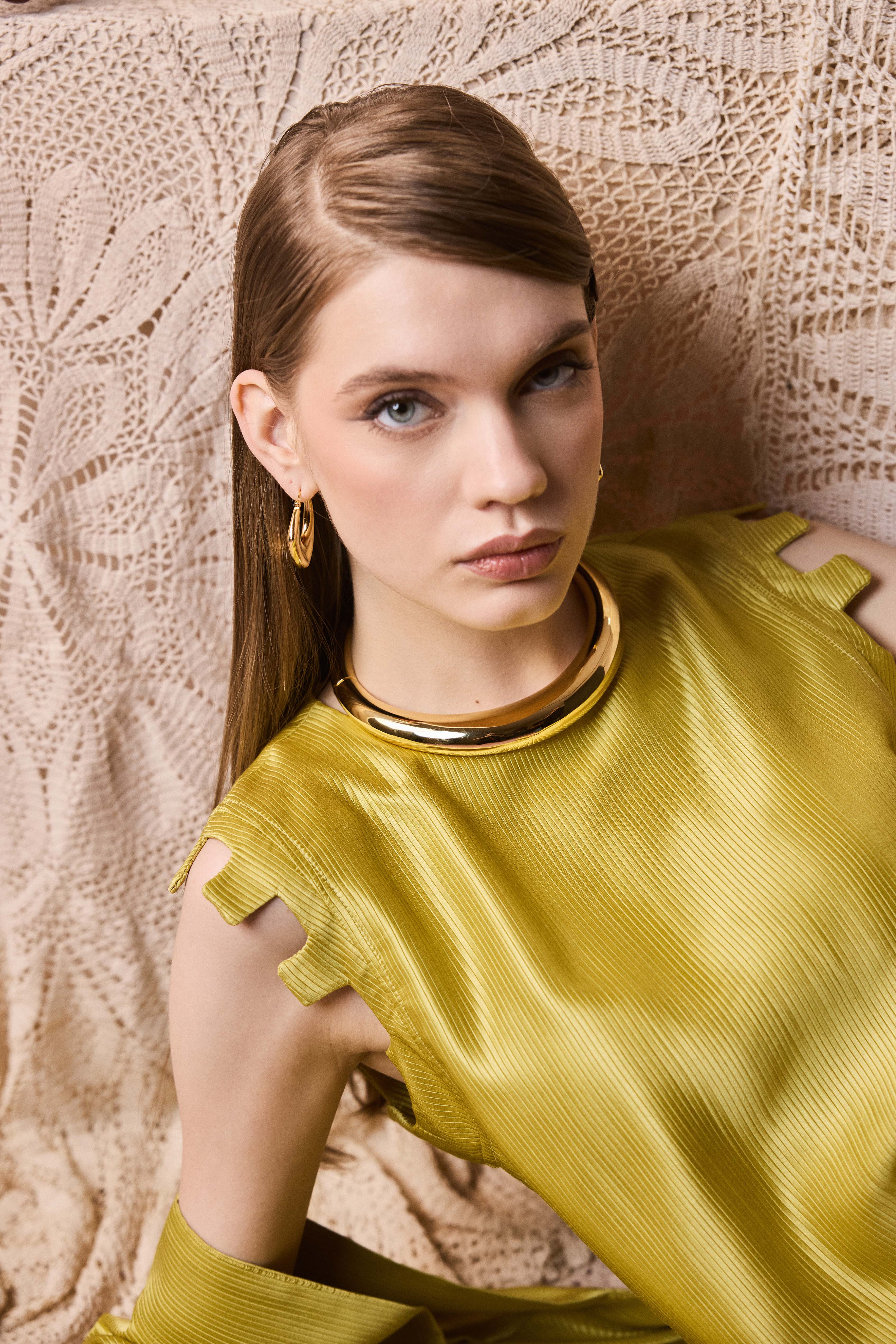 ROMY DRESS SILK STRIPED LIME