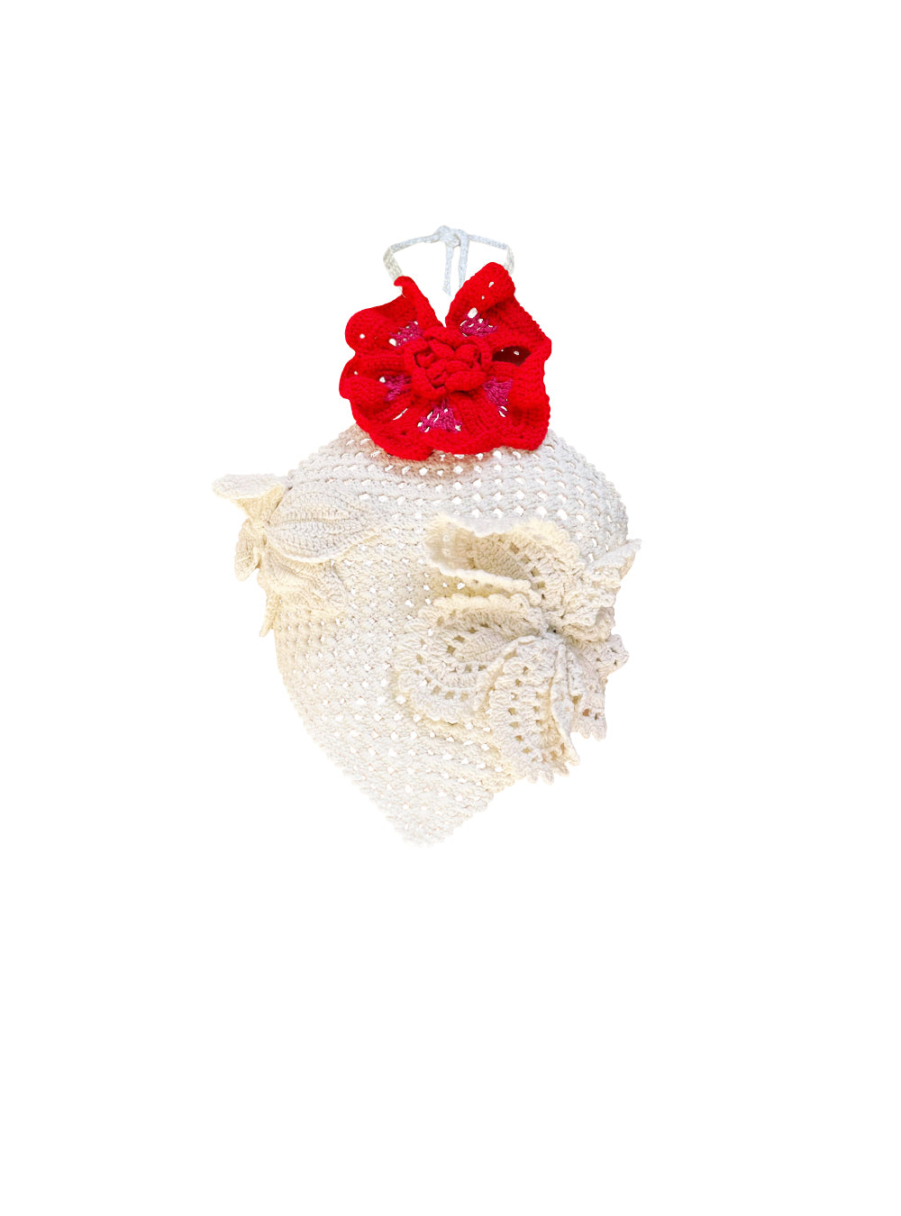 SUKI KNIT TOP WHITE WITH FLOWERS OS